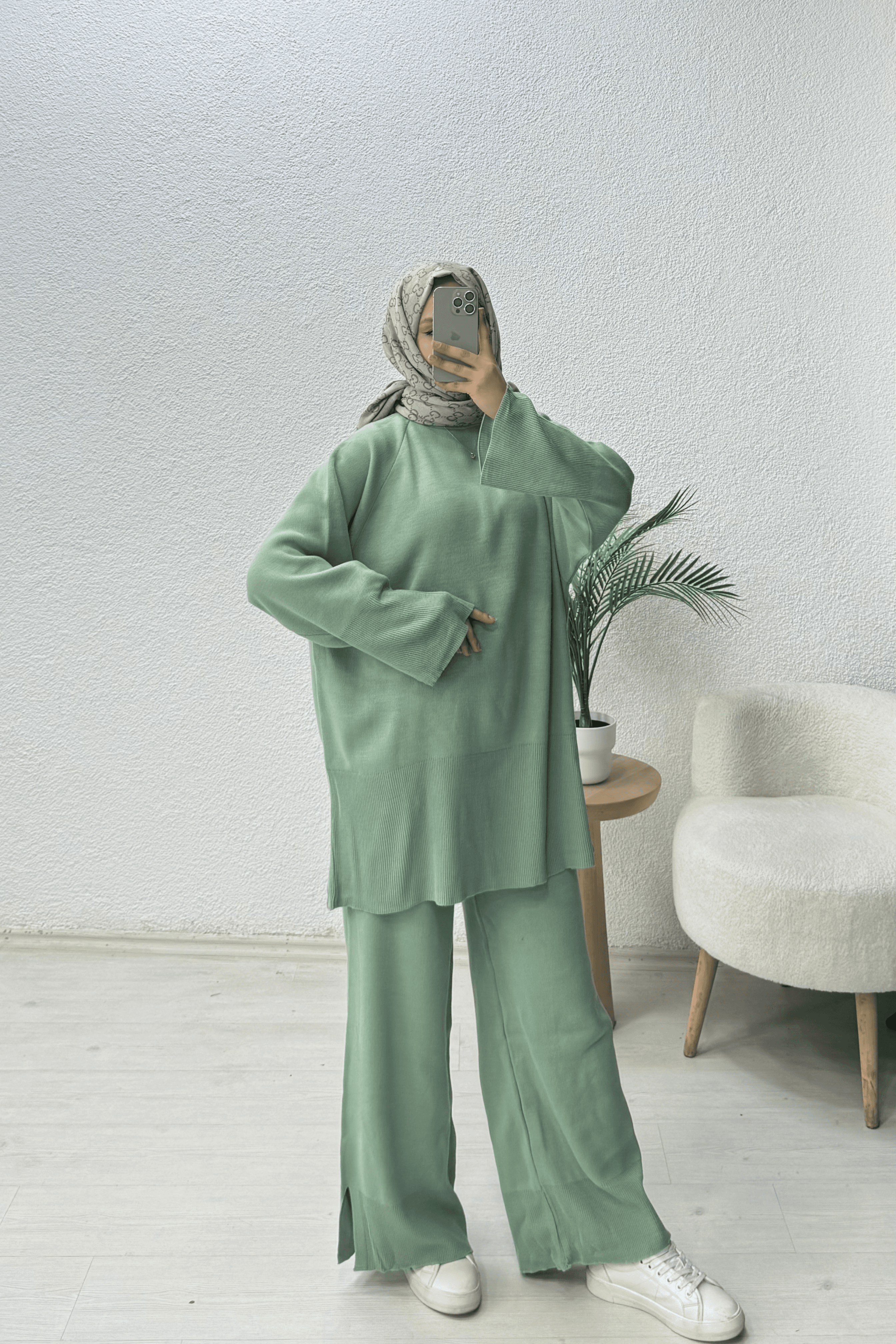 Basic Oversize Triko Takım - Yeşil