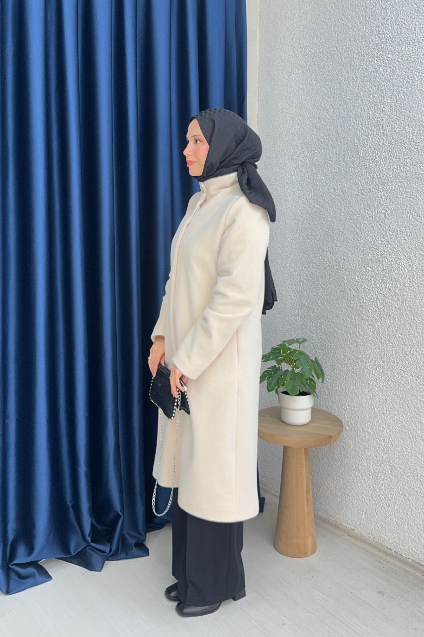 Taşlı Foks Kumaş Kaban