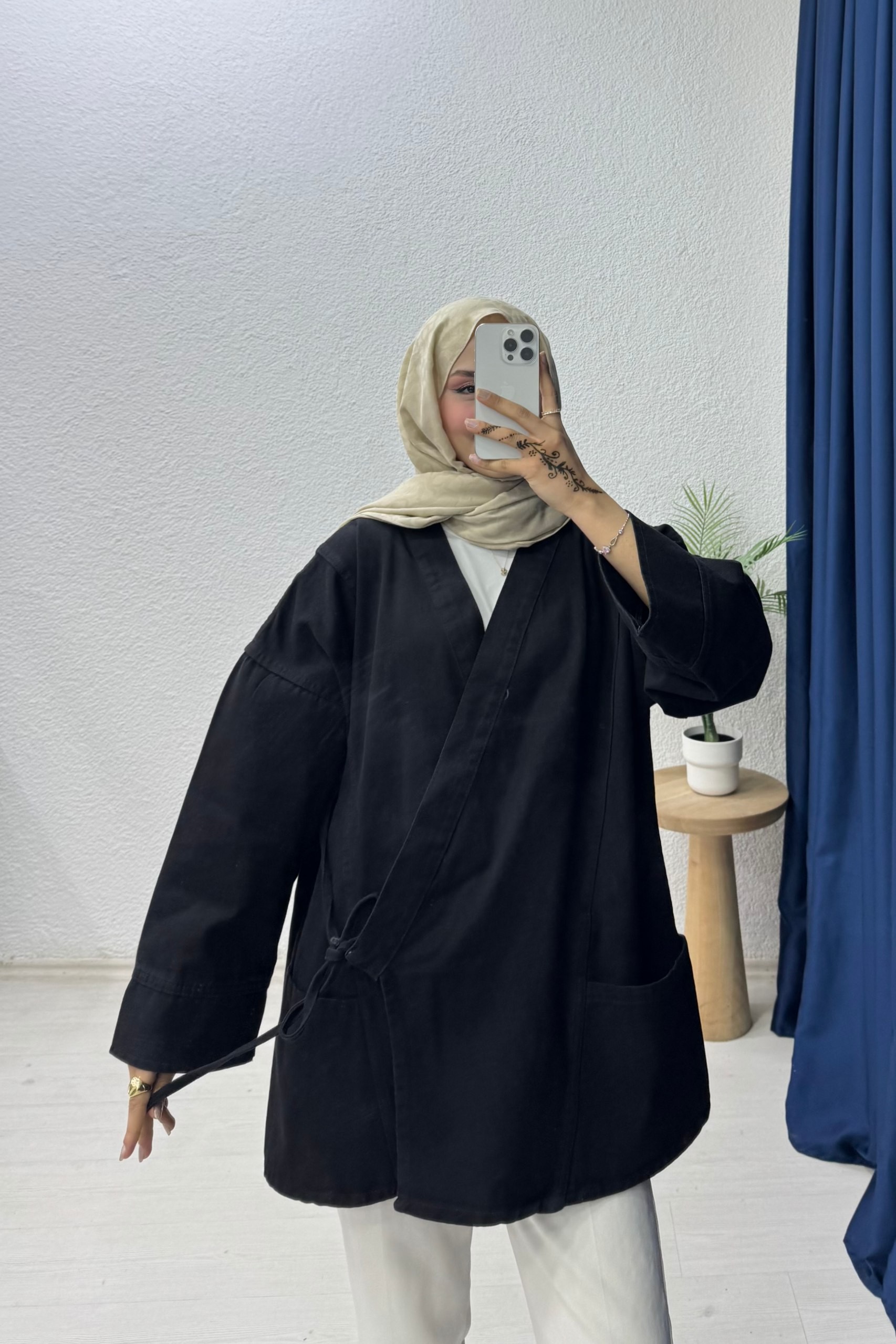 Cepli Kot Kimono - siyah