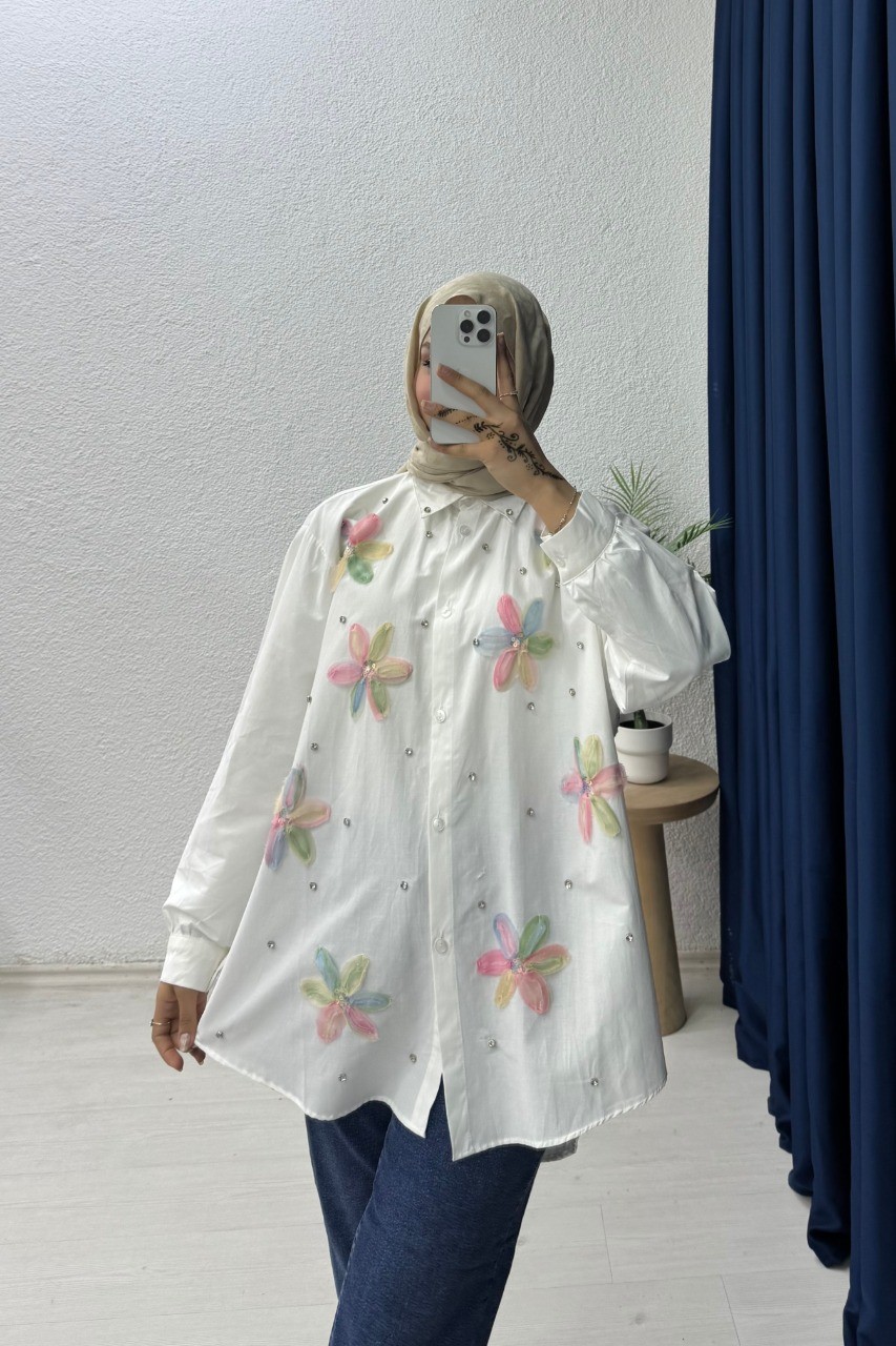 Çiçekli Gömlek  - PEMBE