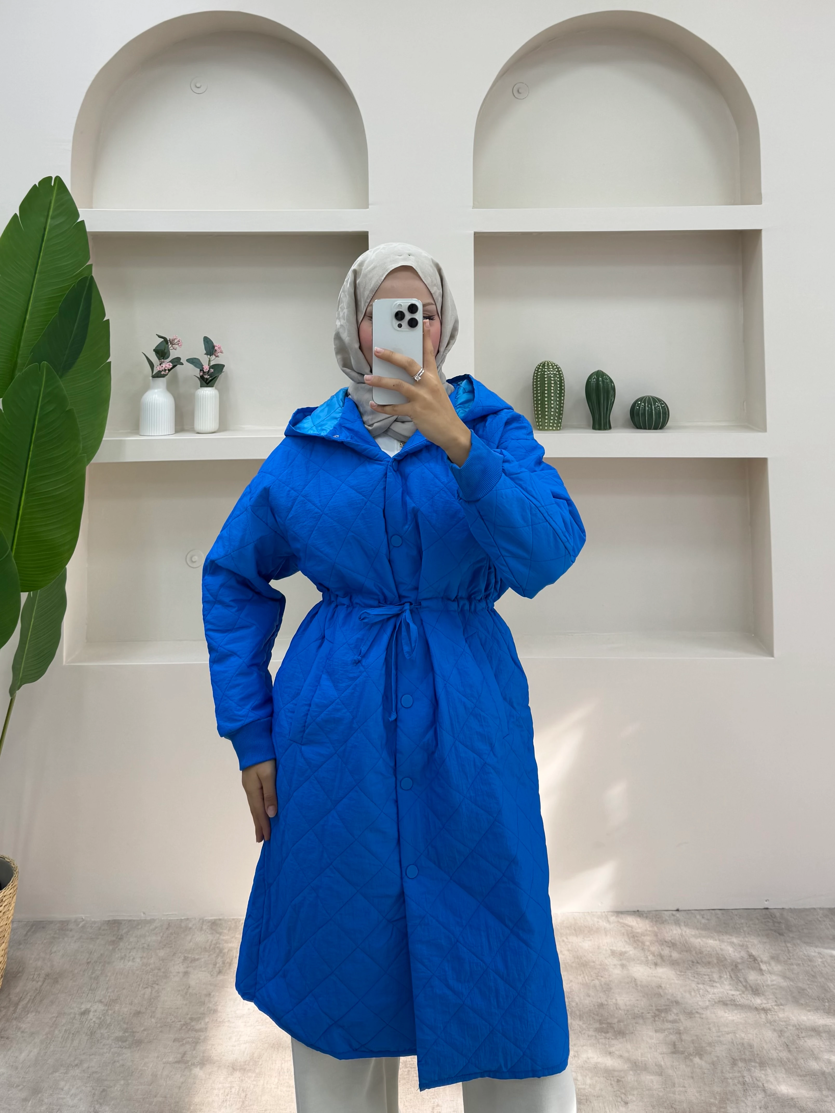 Pelerinli Kapitone Mont  - Mavi