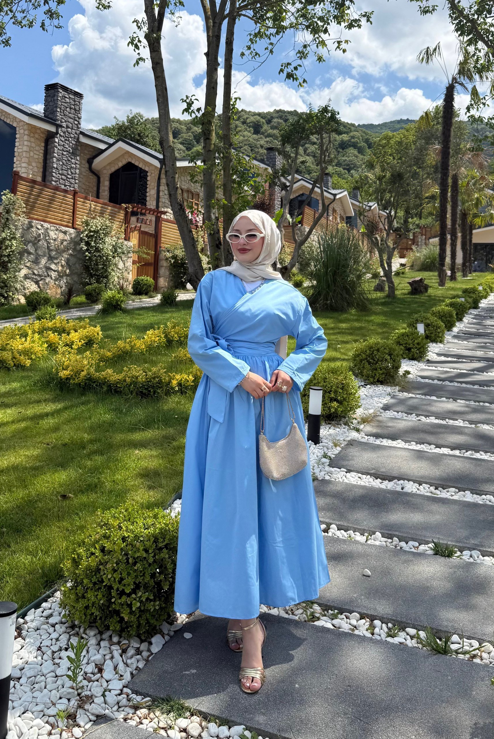 Bağlamalı Etek Takım - mavi