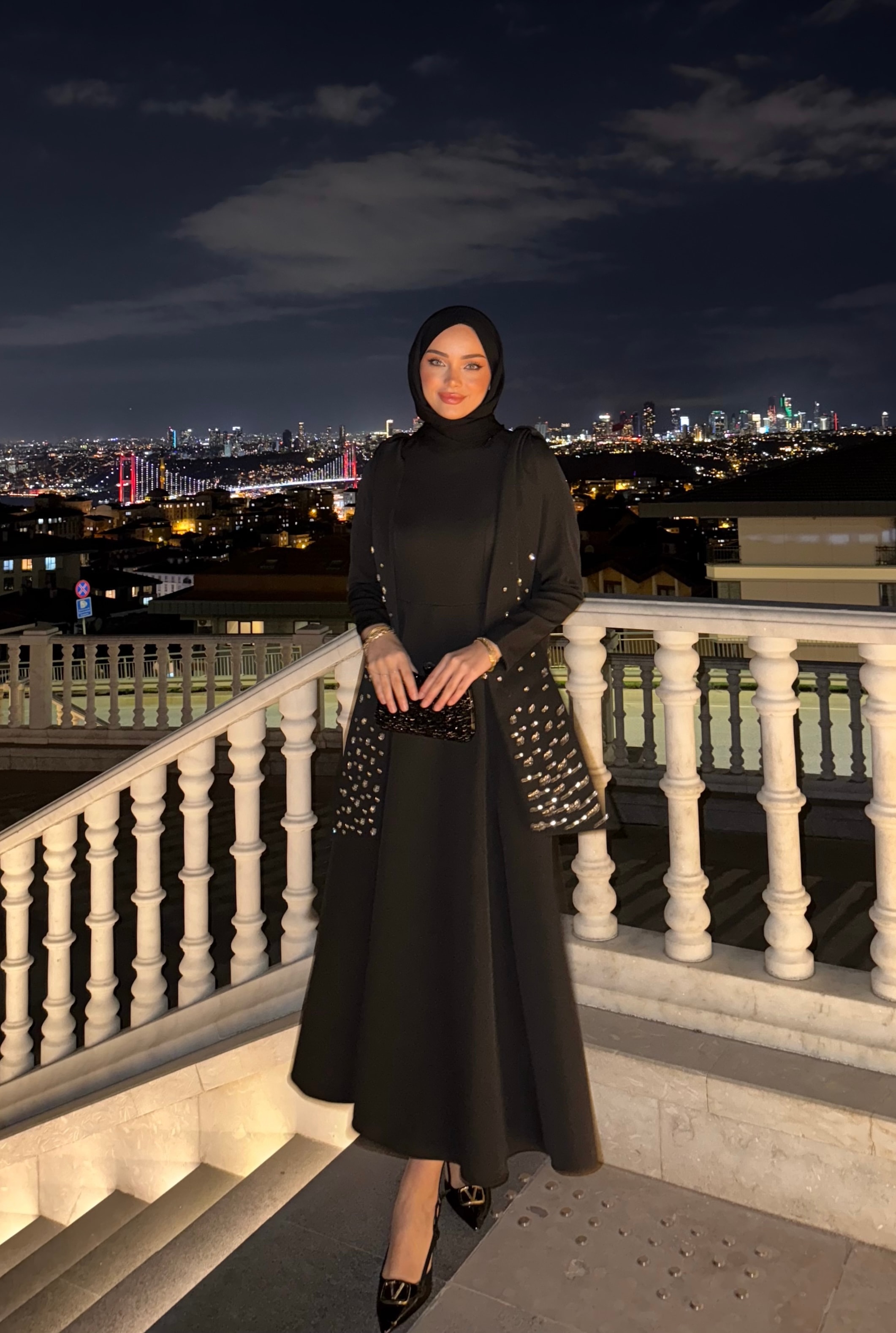 Elsa Taşlı Elbise  - Siyah