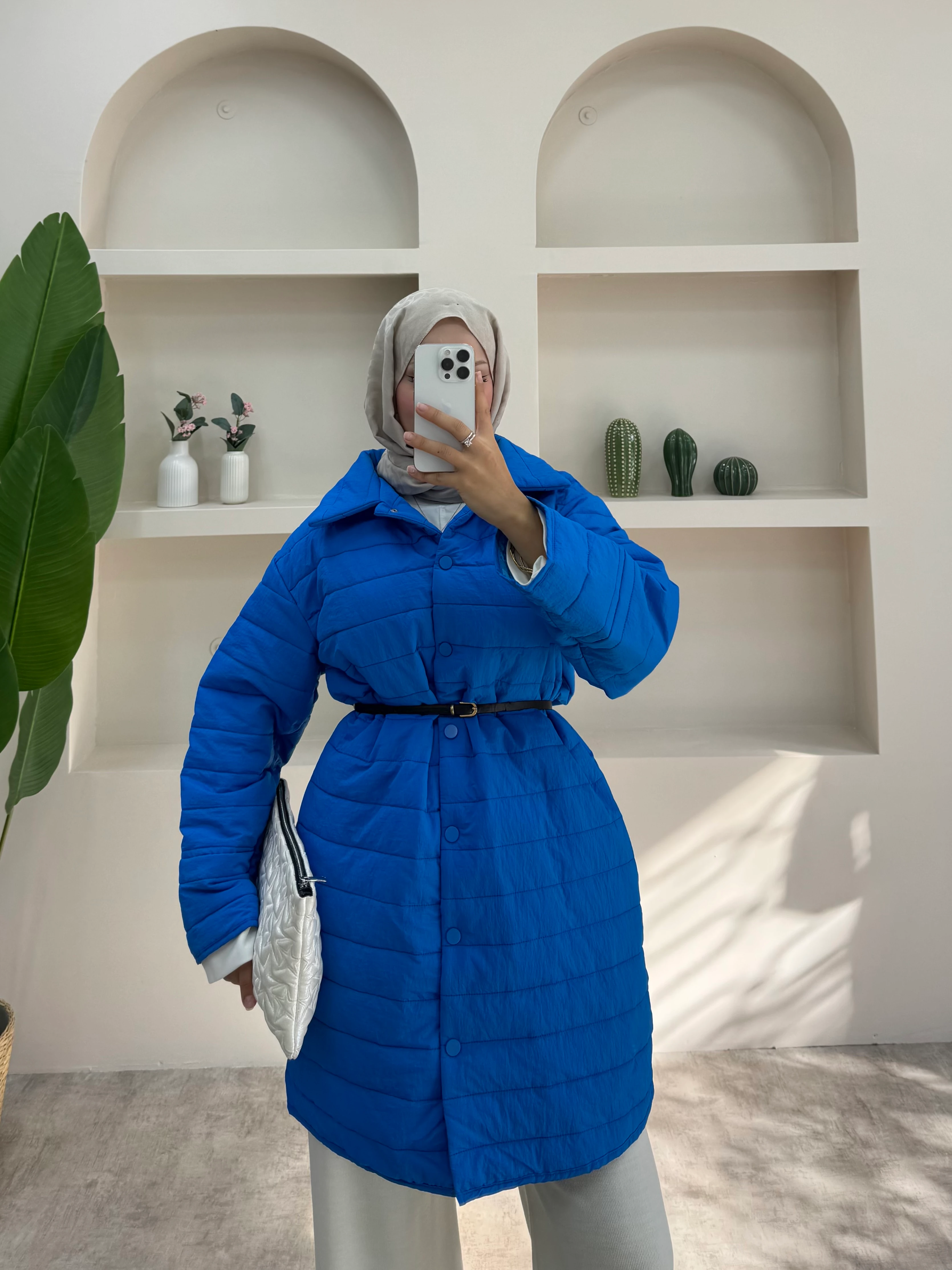 Basic Kapitone Mont - Mavi