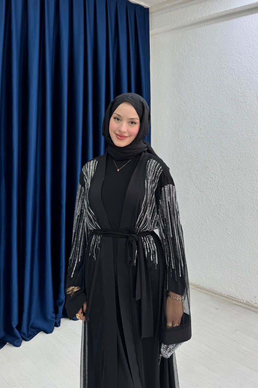 Taşlı Abaya Takım