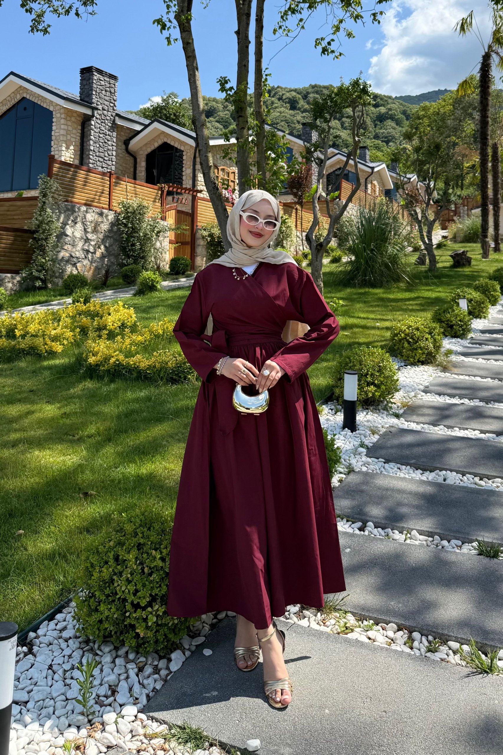 Bağlamalı Etek Takım - Bordo