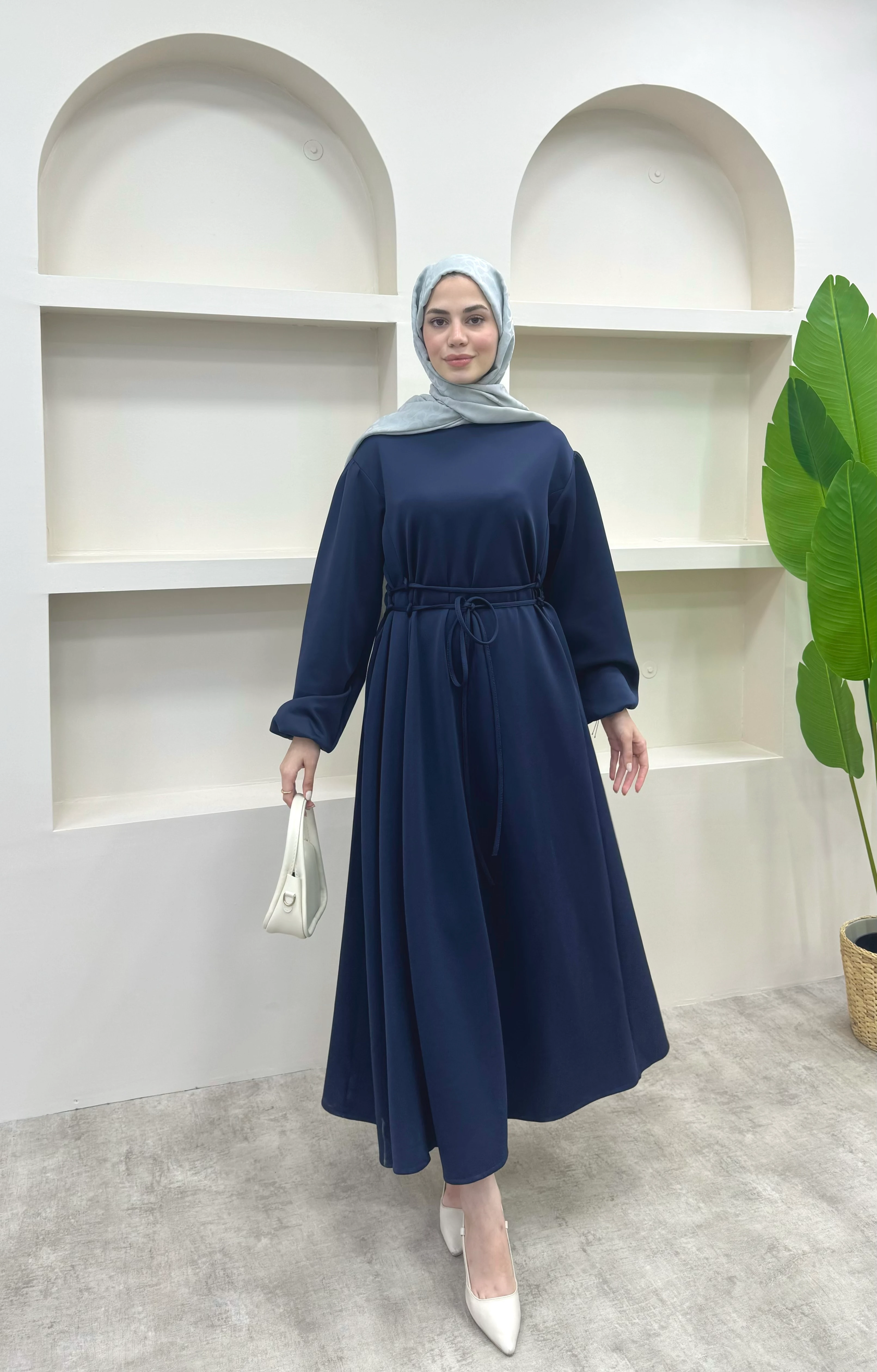 Melly Bağlamalı Scuba Elbise - Lacivert