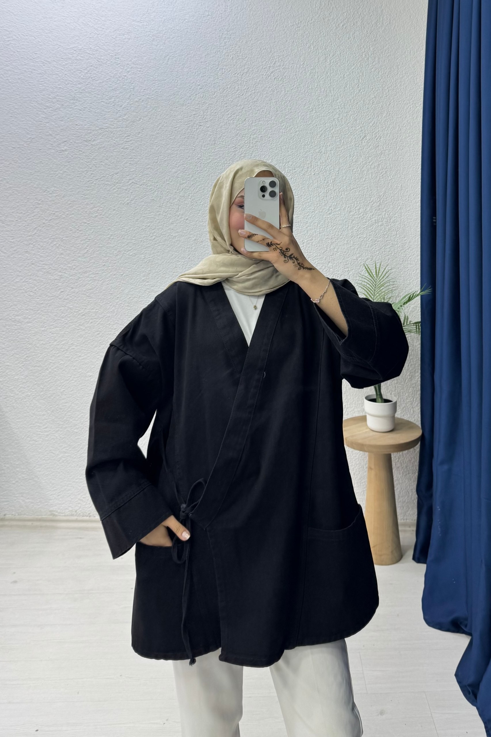 Cepli Kot Kimono - siyah