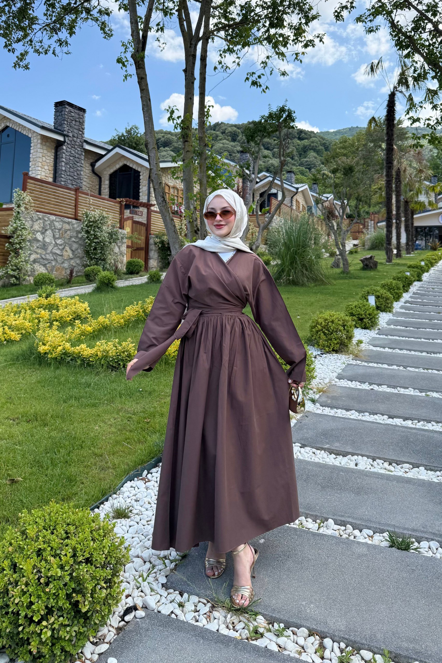 Bağlamalı Etek Takım - Kahverengi