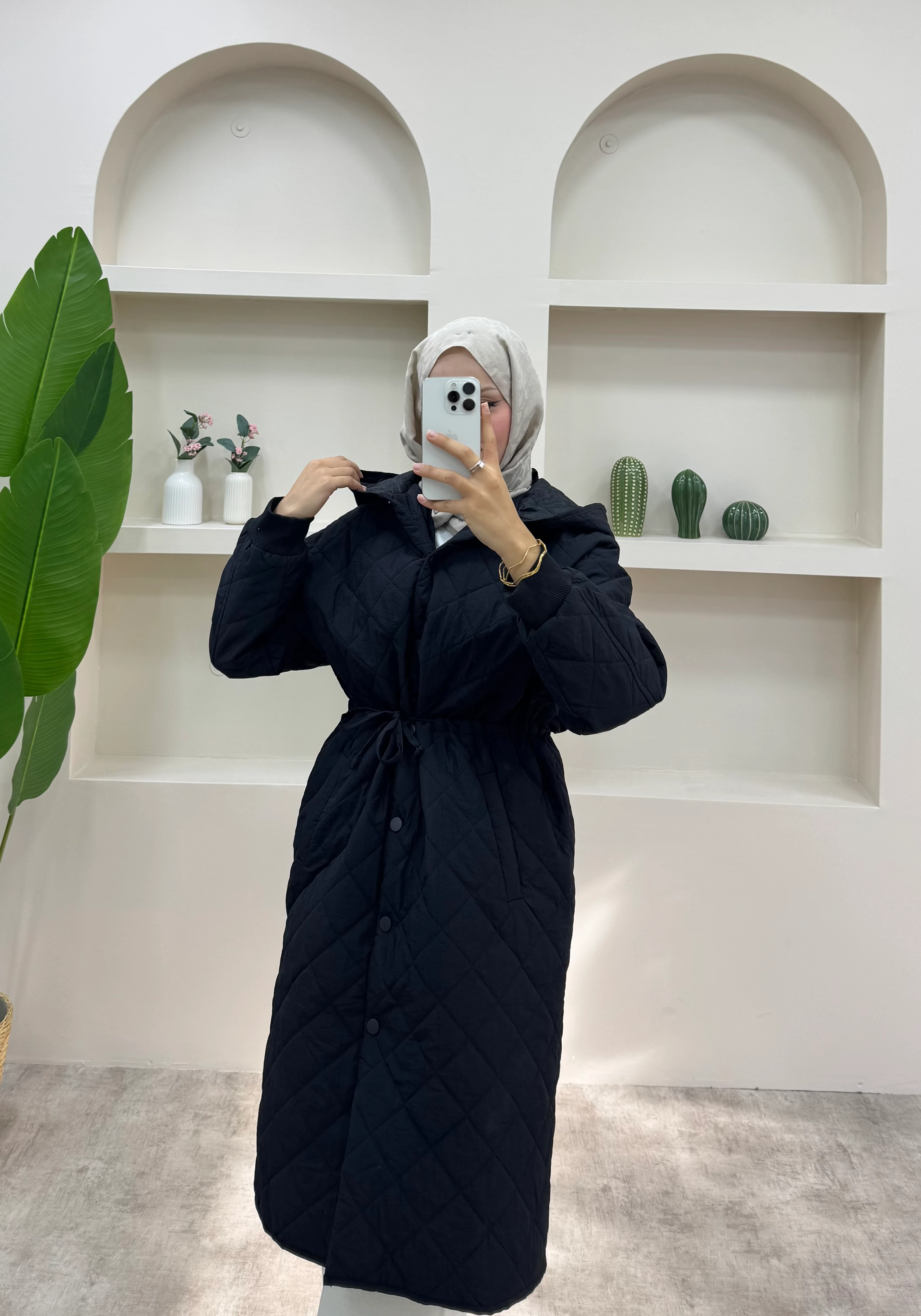 Pelerinli Kapitone Mont  - Siyah