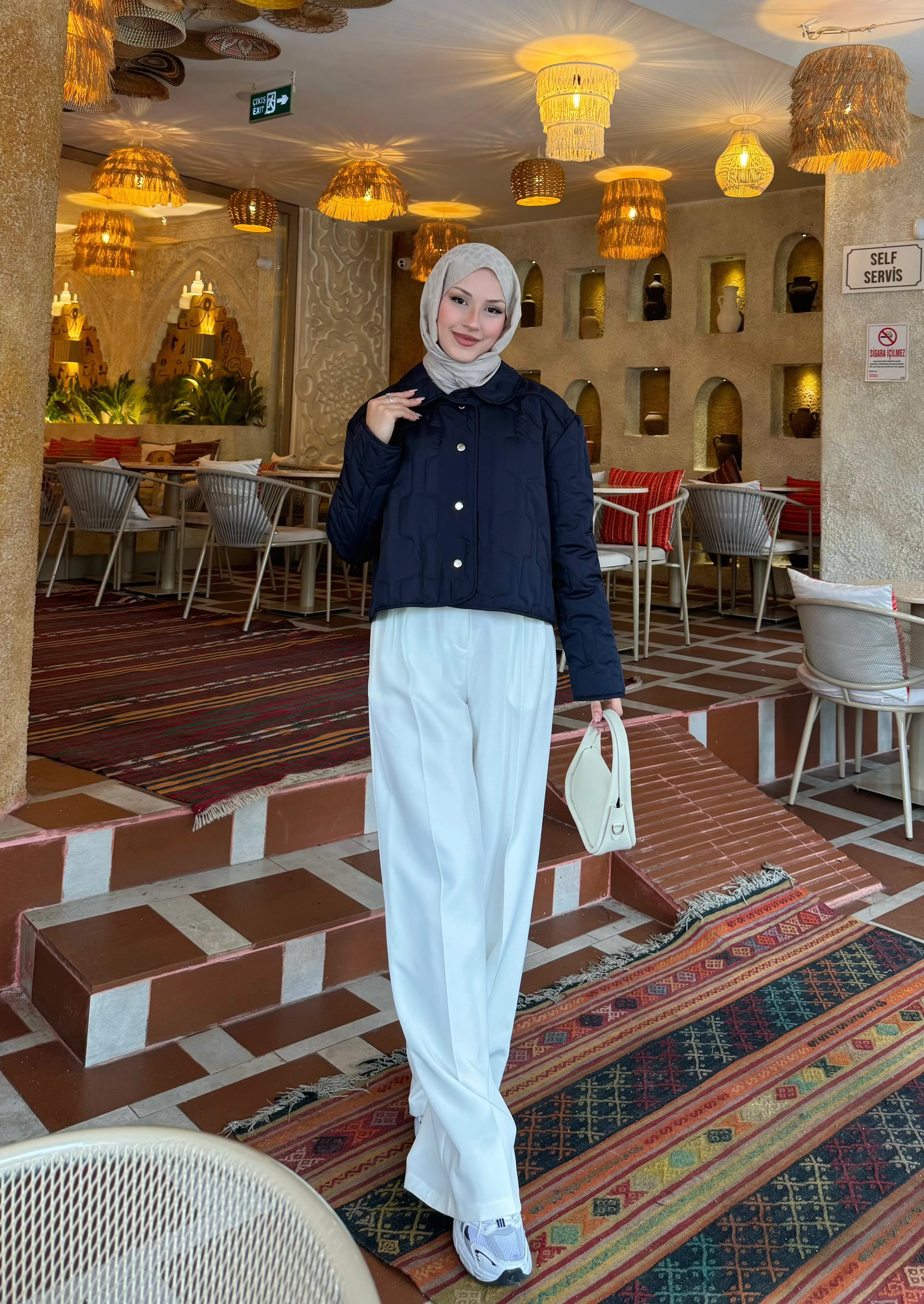 Kısa Kapitone Mont  - Lacivert