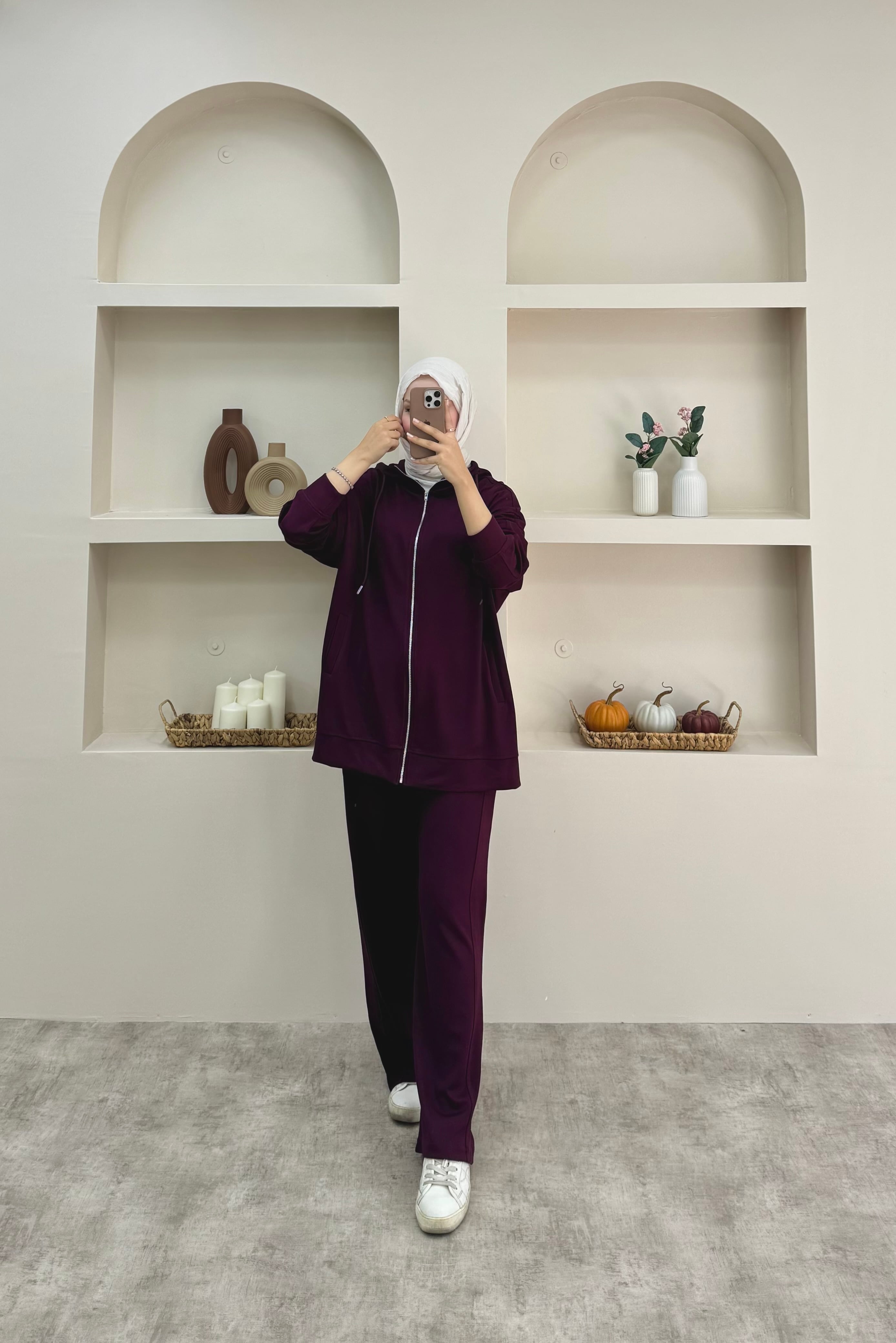 Fermuarlı Oysho Takım - Bordo