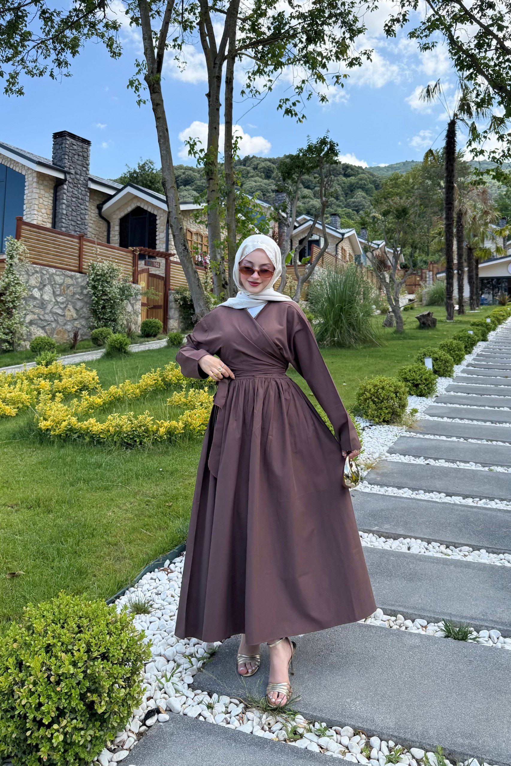 Bağlamalı Etek Takım - Kahverengi