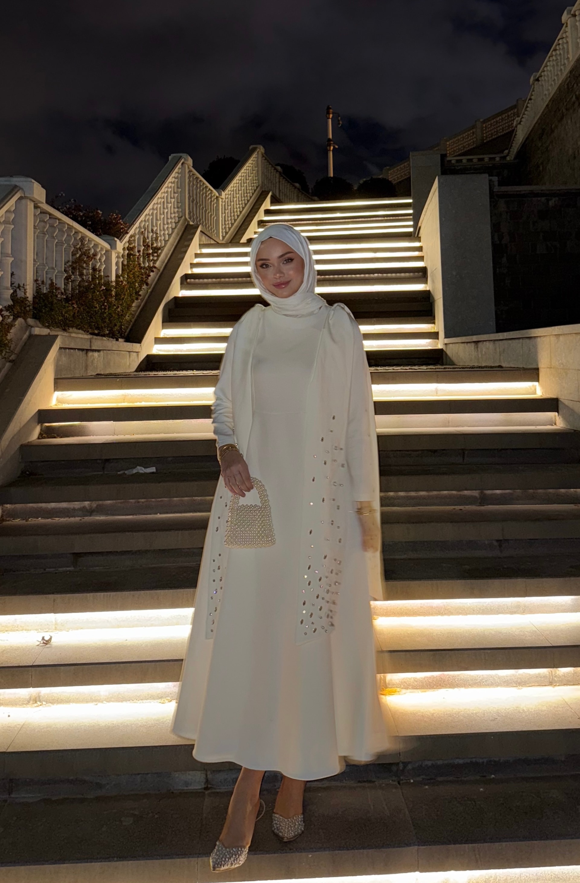 Elsa Taşlı Elbise  - Beyaz