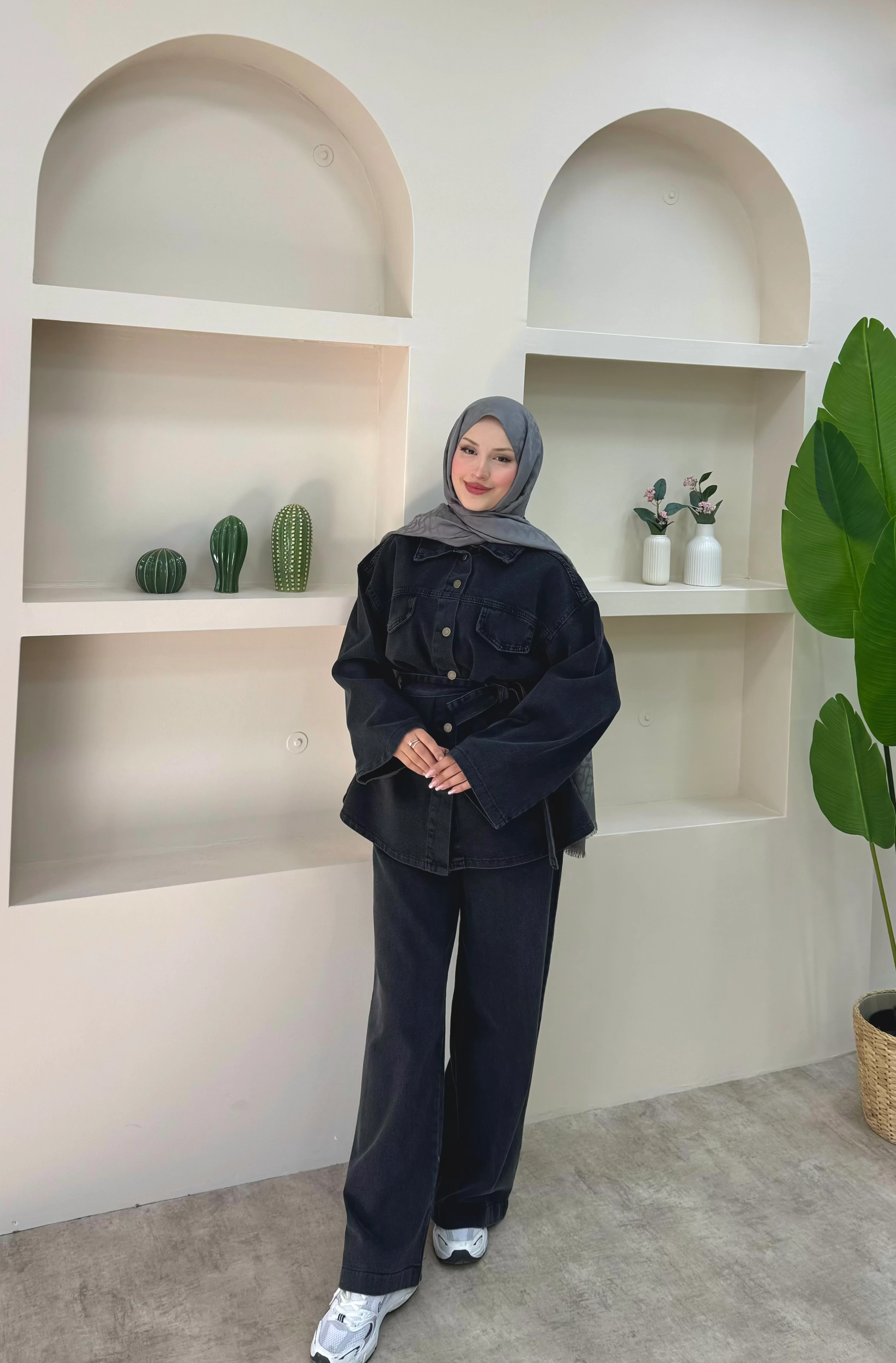 Kemerli Kot Takım  - antrasit