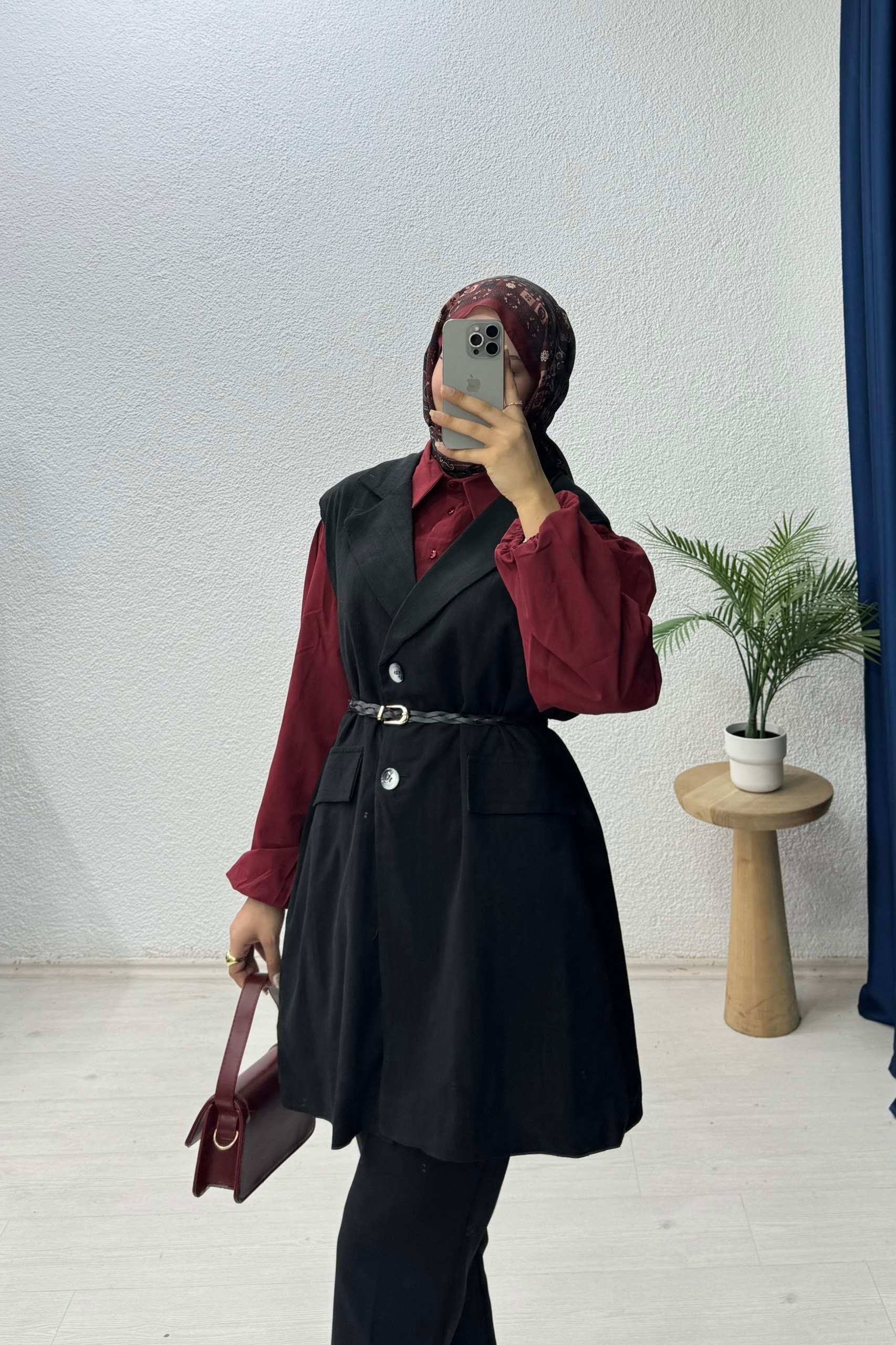 Kemerli Yelek - Siyah