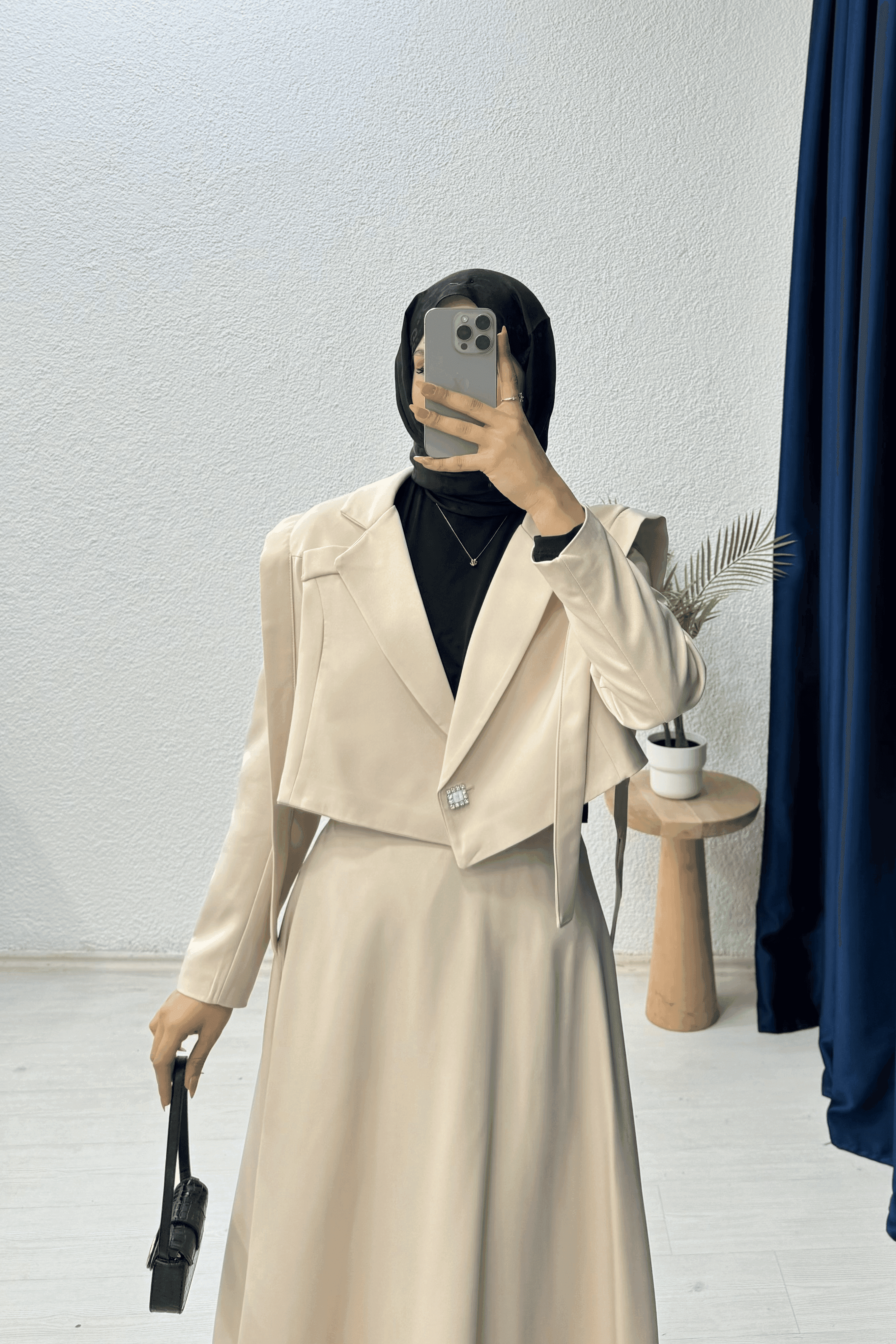 Omuz Kuşaklı Blazer Etek Takım 