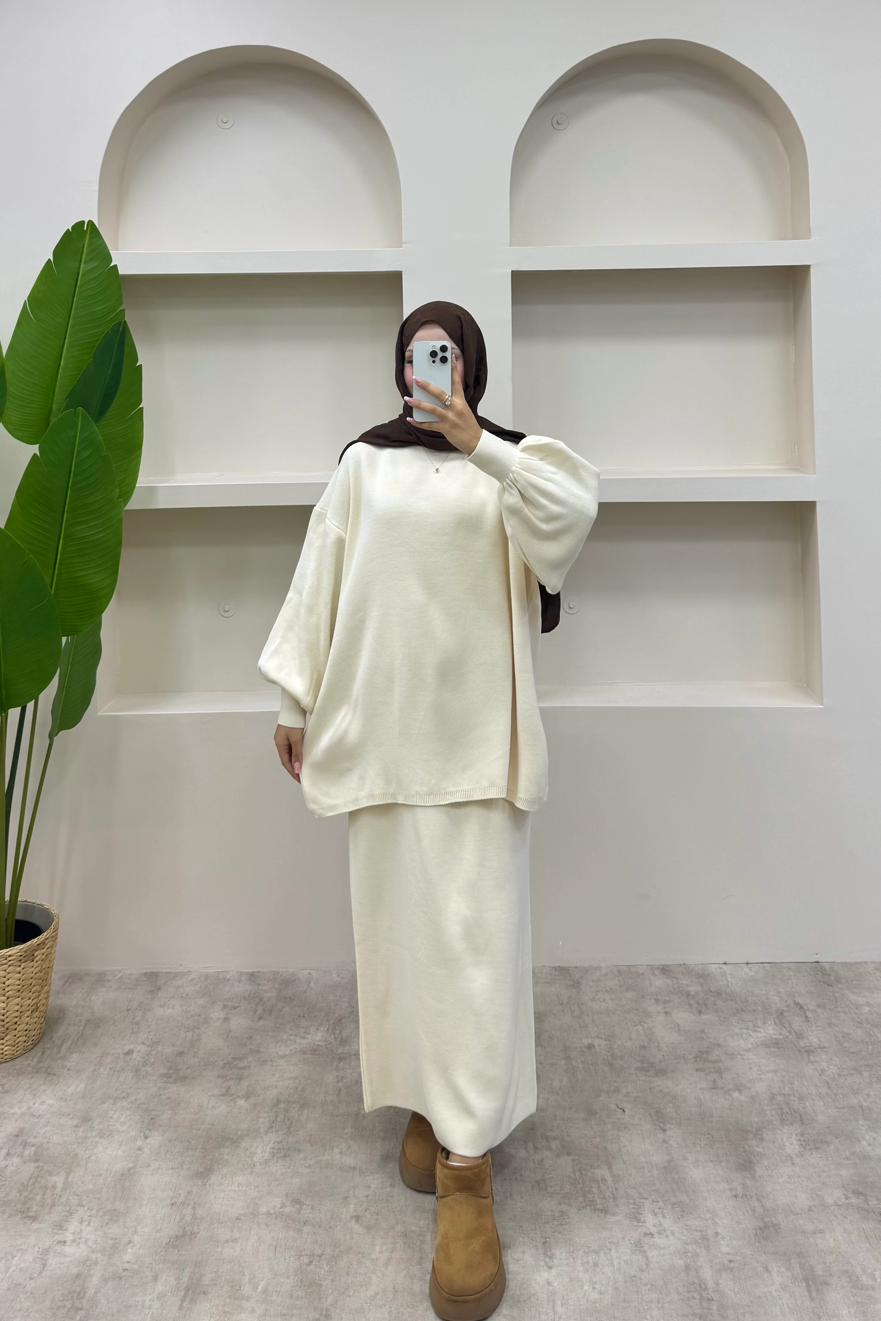 Triko Etekli Takım - Krem