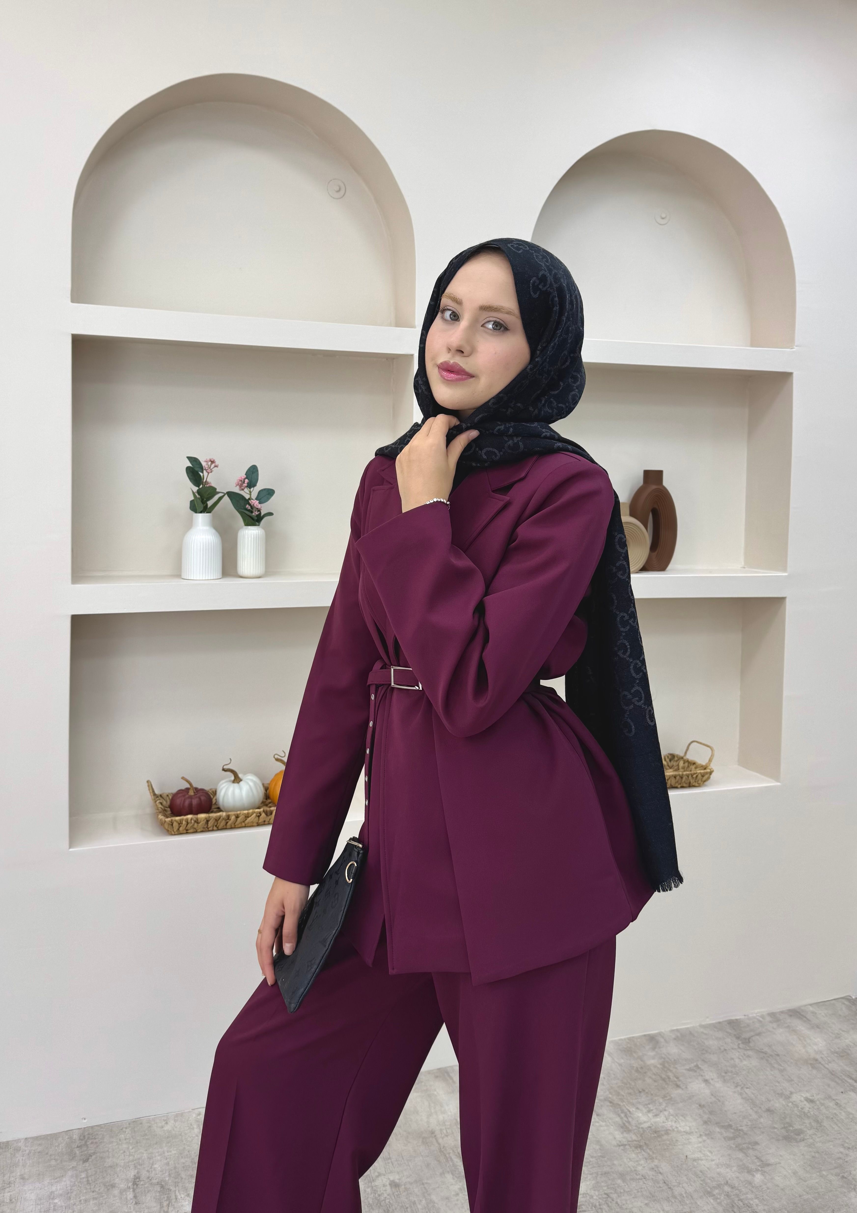 Çift Yaka Blazer Takım 