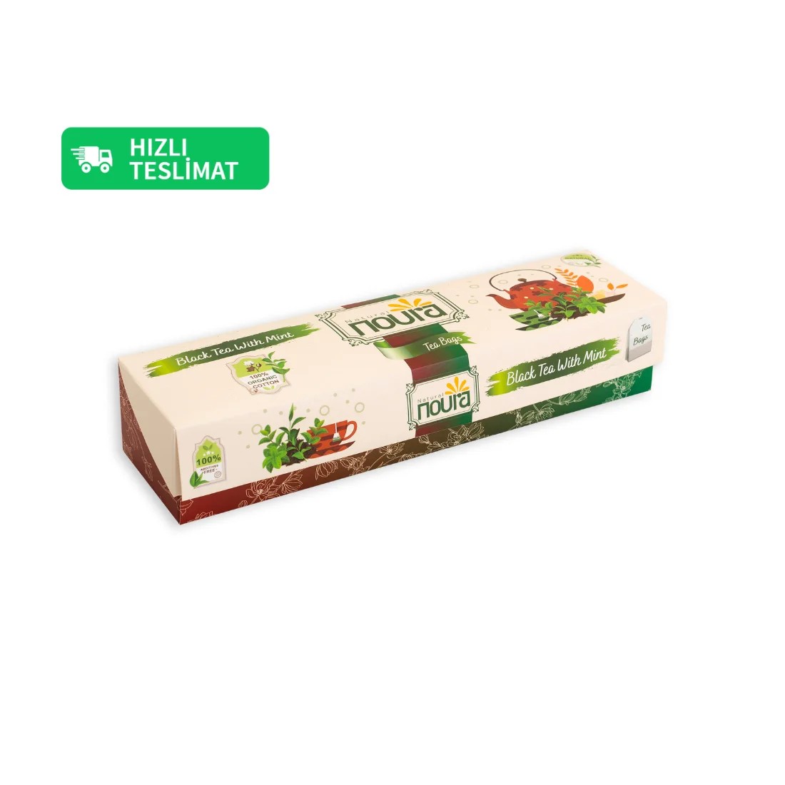 Naneli Siyah Çay 25 Adet Müslin Poşet | Canlandırıcı Çay
