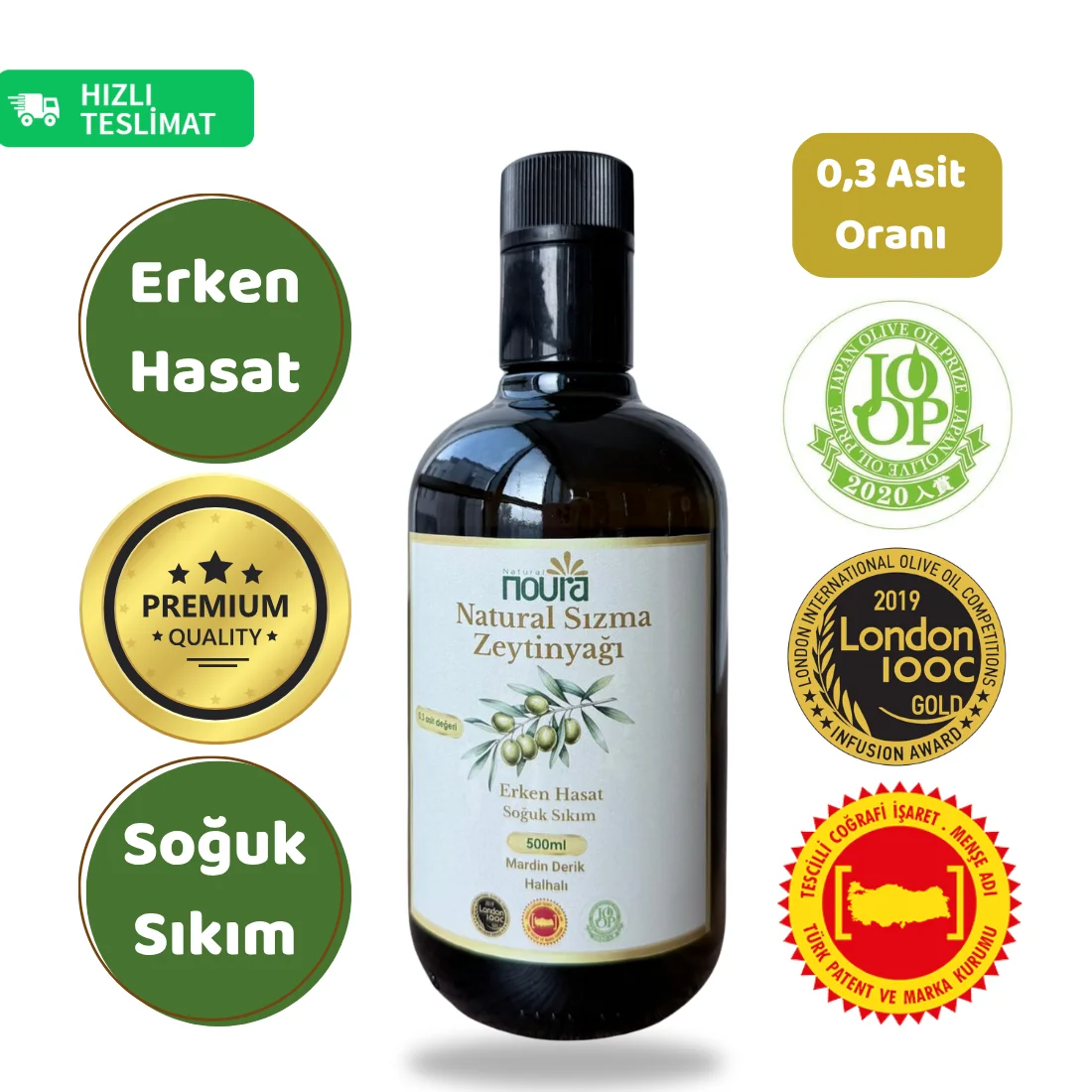 Soğuk Sıkım Mardin Derik Zeytinyağı 500 ml