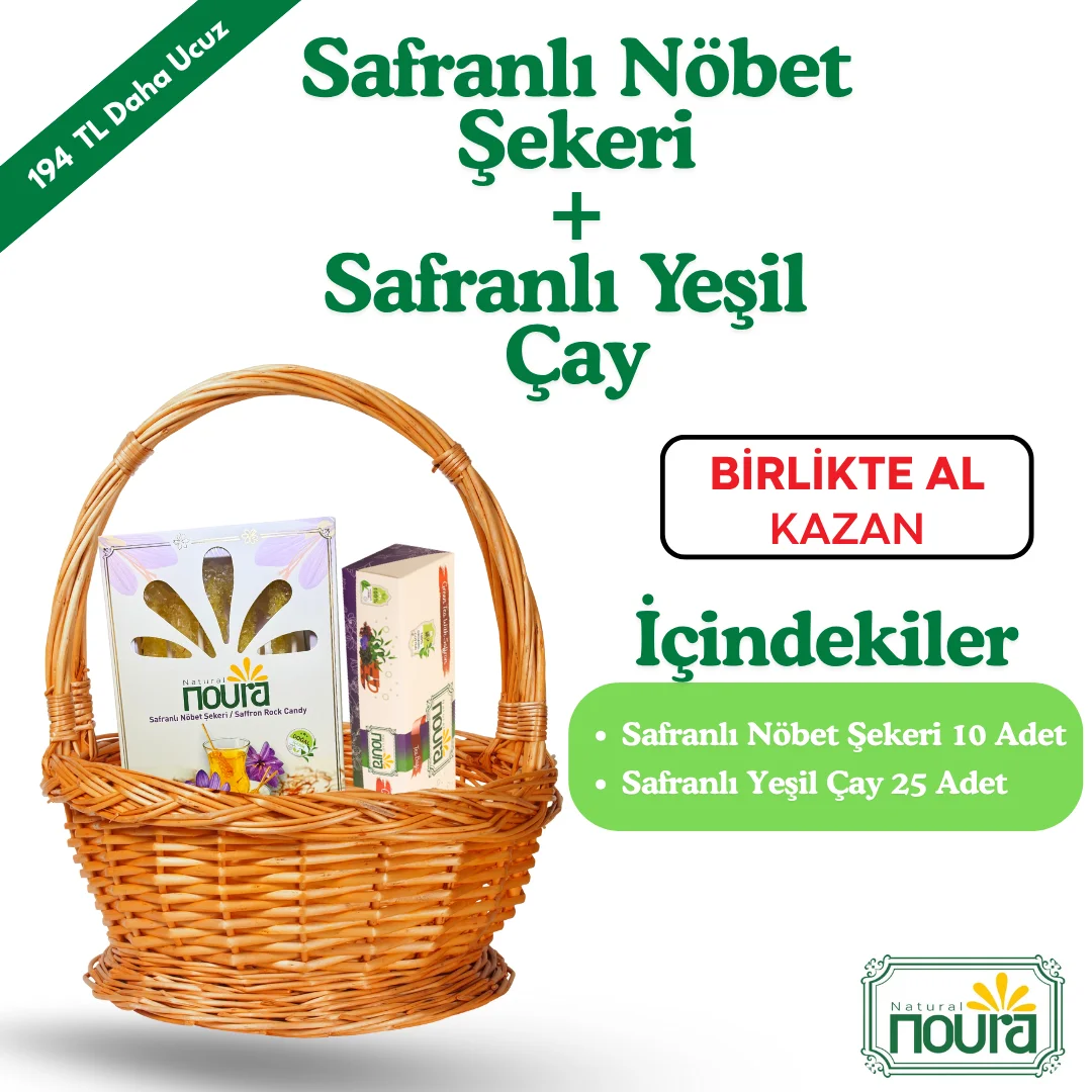 Safranlı Nöbet Şekeri 10 Adet + Safranlı Yeşil Çay 25 Adet