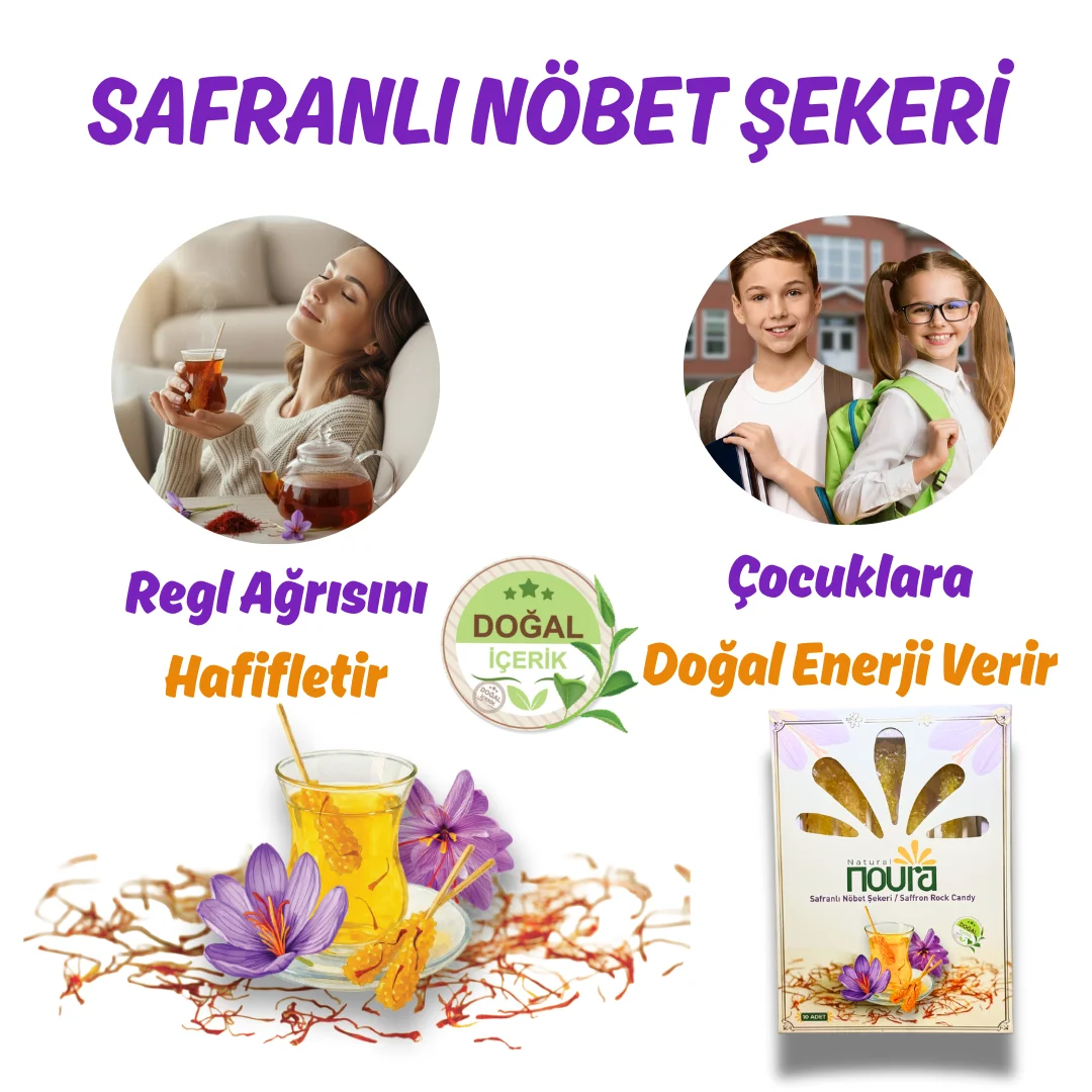 Safranlı Nöbet Şekeri | نبات زعفرانی | Nebat 10 Adet