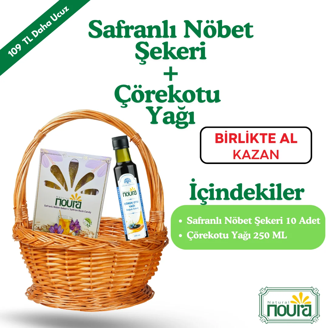 Safranlı Nöbet Şekeri 10 Adet + Çörekotu Yağı 250 ml