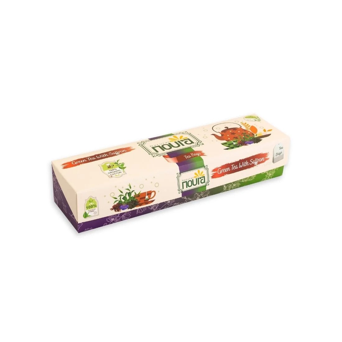 Green Tea With Saffron - 25 Cotton Tea Bags 
