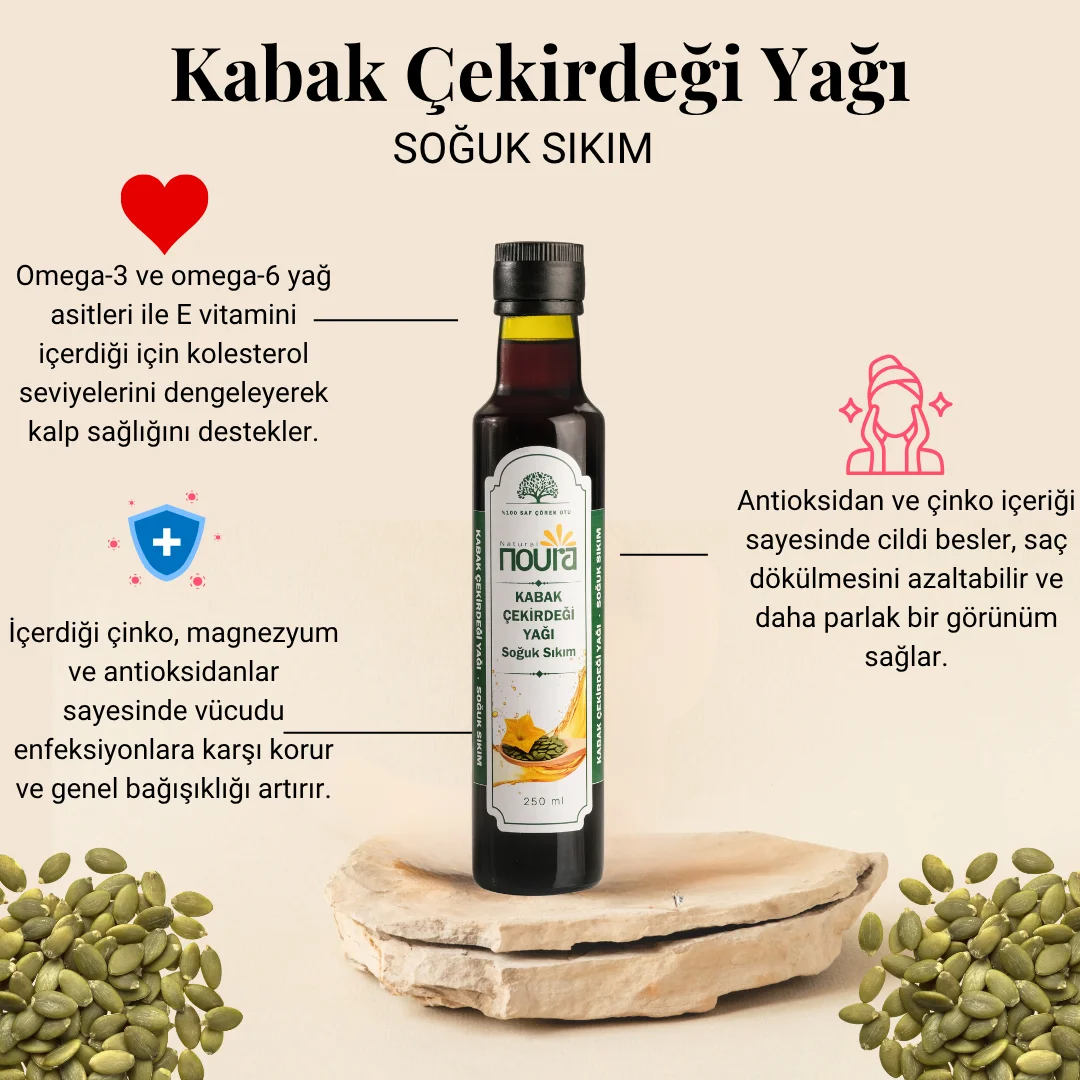 %100 Saf Kabak Çekirdeği Yağı 250 ML - Yemeklik - Soğuk Sıkım
