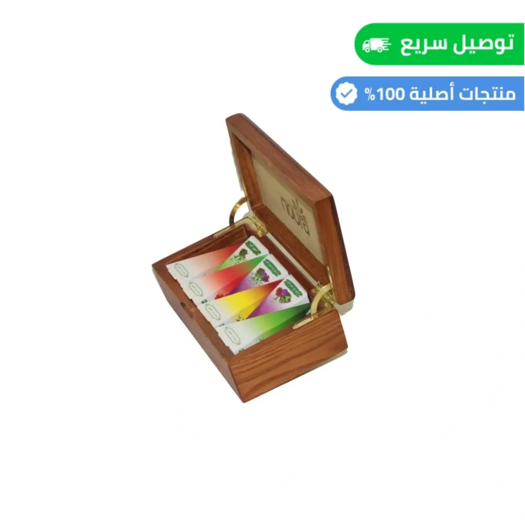 علبة شاي خشبية فاخرة 7 كيس