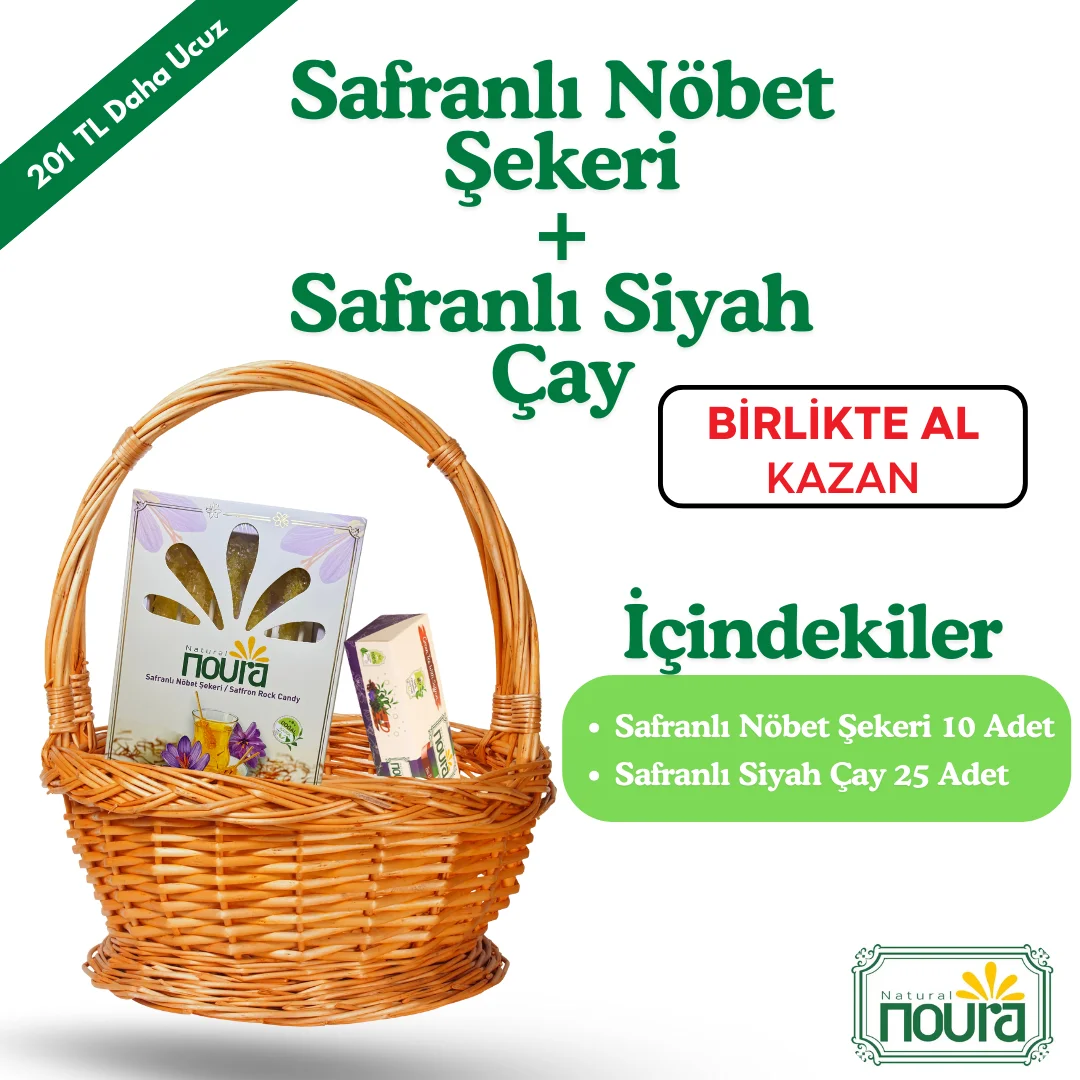 Safranlı Nöbet Şekeri 10 Adet + Safranlı Siyah Çay 25 Adet
