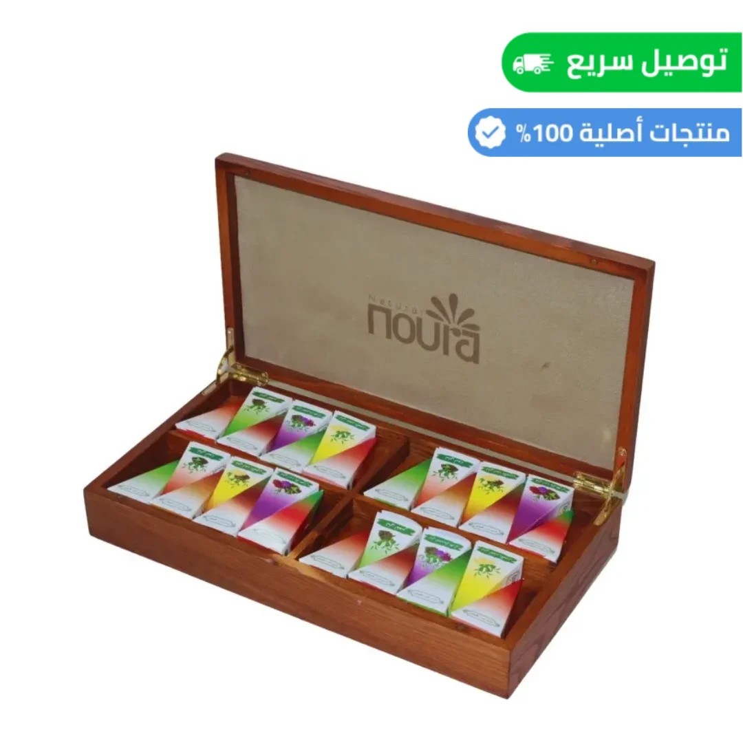 صندوق شاي خشبي فاخر يحتوي على 28 كيس شاي