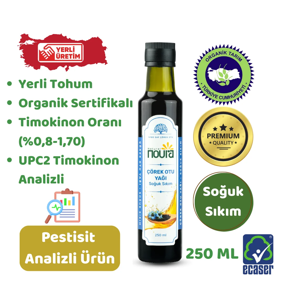 Organik Çörekotu Yağı 250 ml - %100 Doğal -Soğuk Sıkım - Yerli Tohum 