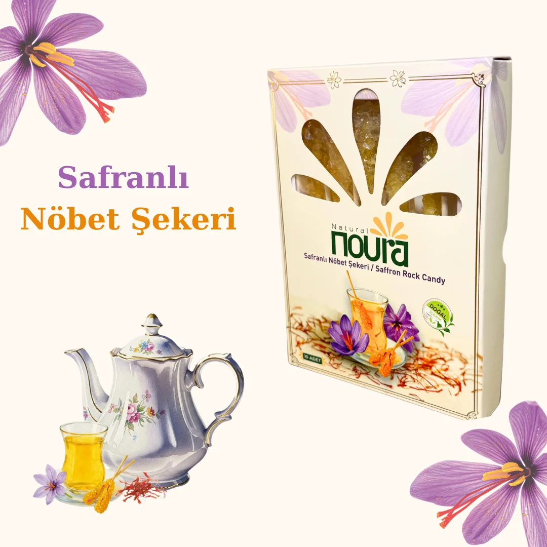 Safranlı Nöbet Şekeri | نبات زعفرانی | Nebat 10 Adet