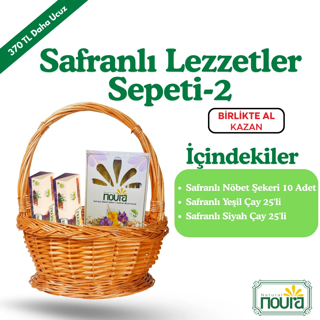 Safranlı Nöbet Şekeri 10 Adet + Safranlı Siyah Çay 25 Adet + Safranlı Yeşil Çay 25 Adet 