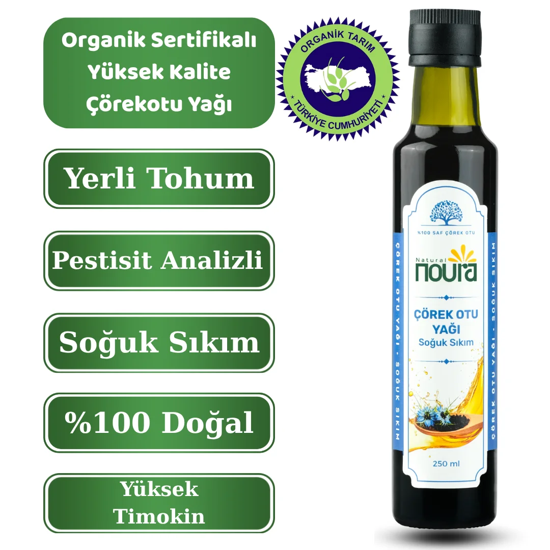 Organik Çörekotu Yağı 250 ml - %100 Doğal -Soğuk Sıkım - Yerli Tohum 
