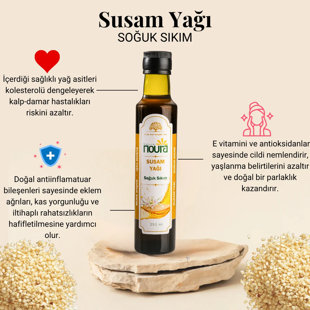 %100 Saf Susam Yağı 250 ML - Yemeklik - Soğuk Sıkım