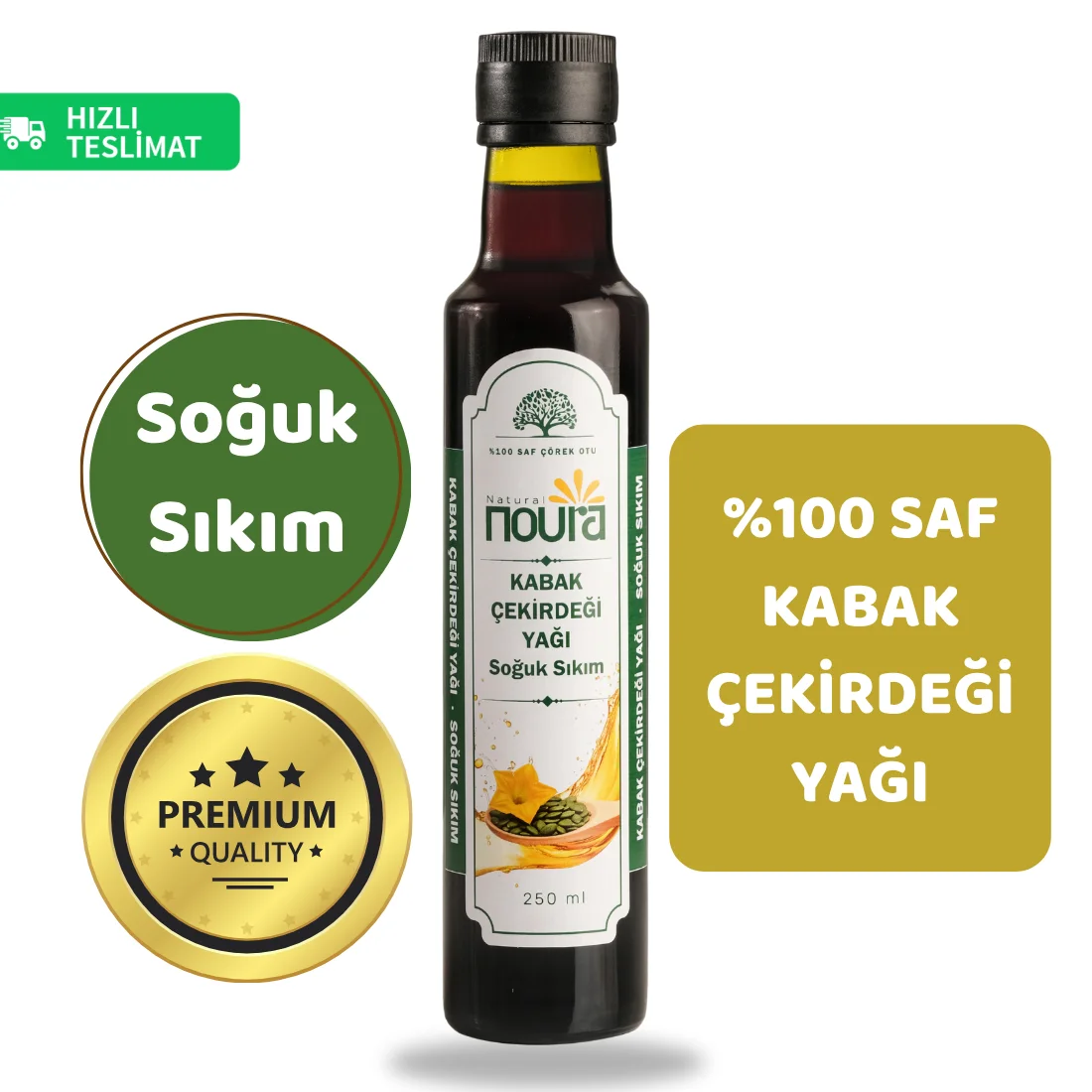 %100 Saf Kabak Çekirdeği Yağı 250 ML - Yemeklik - Soğuk Sıkım