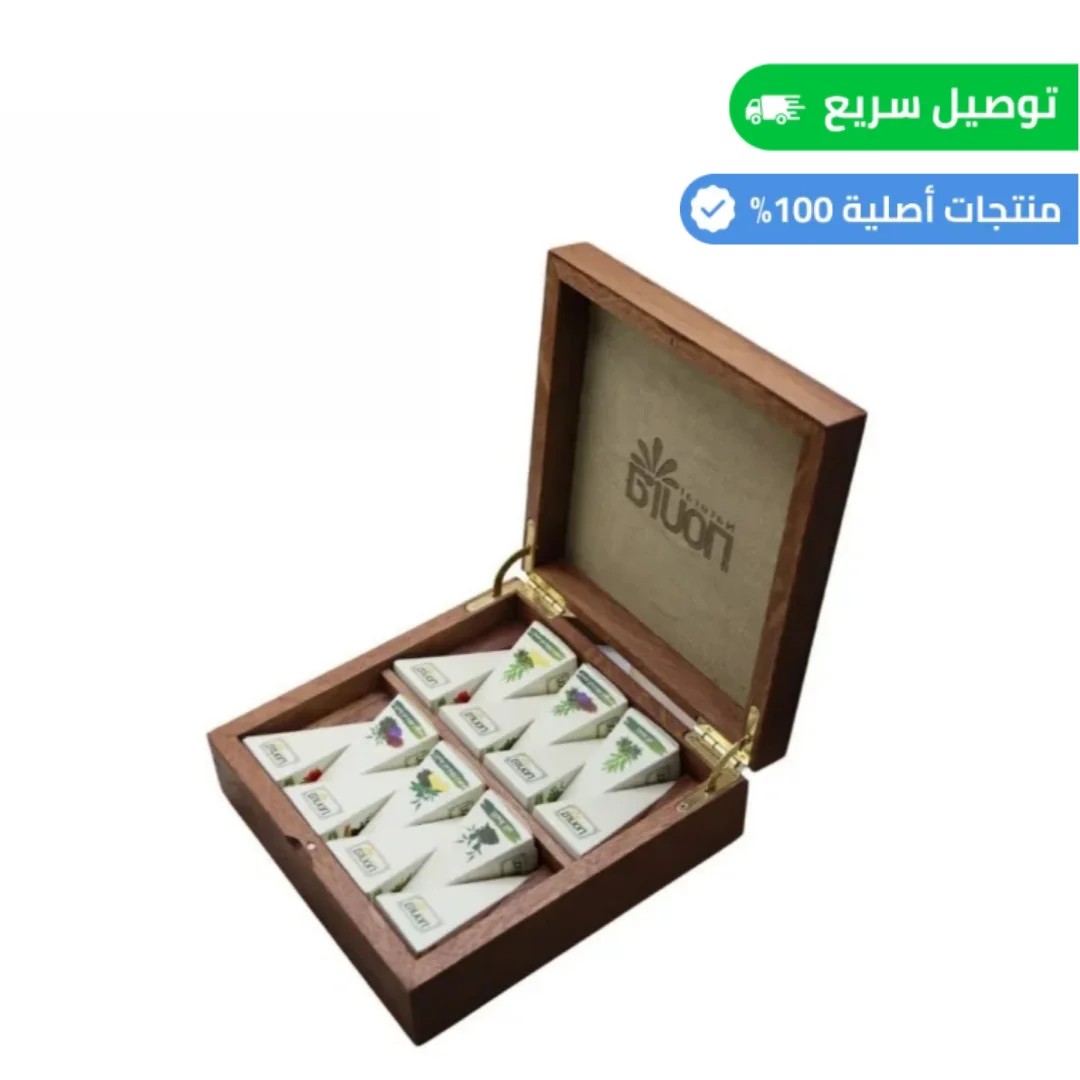  صندوق شاي خشبي فاخر يحتوي على 14 كيس شاي