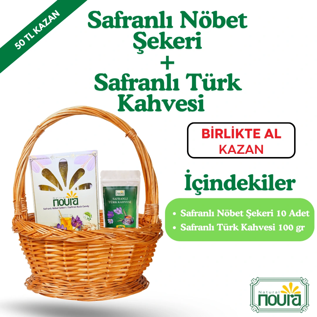 Safranlı Nöbet Şekeri 10 Adet + Safranlı Türk Kahvesi 100 gr