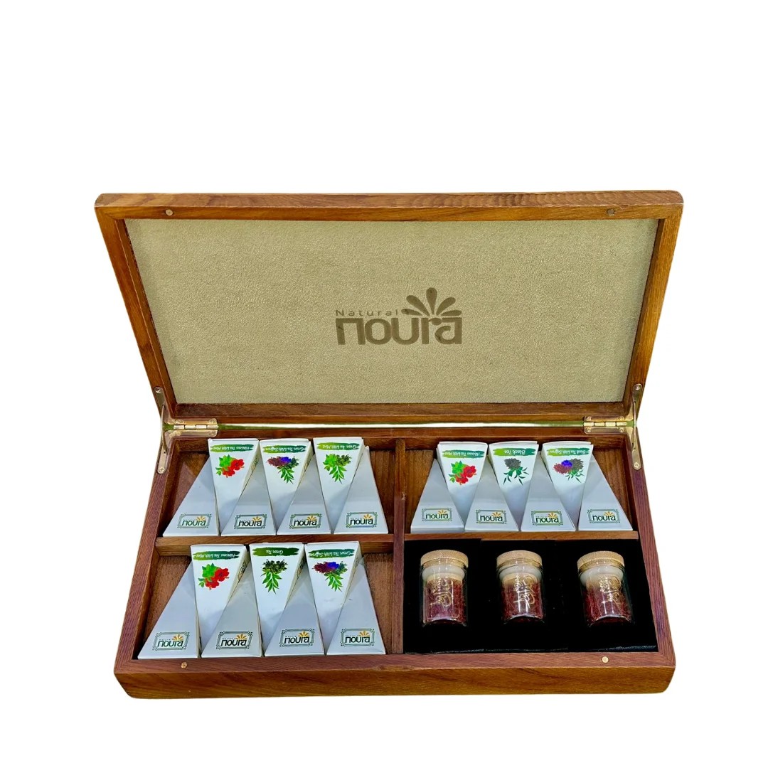 Tea & 3 pieces of Luxury Saffron in a Wooden Box