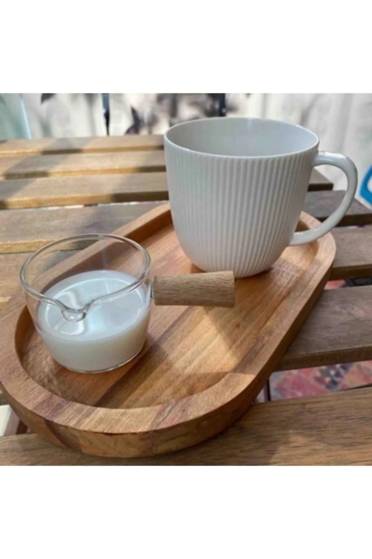 Glass Milk Jug with Bamboo Handle