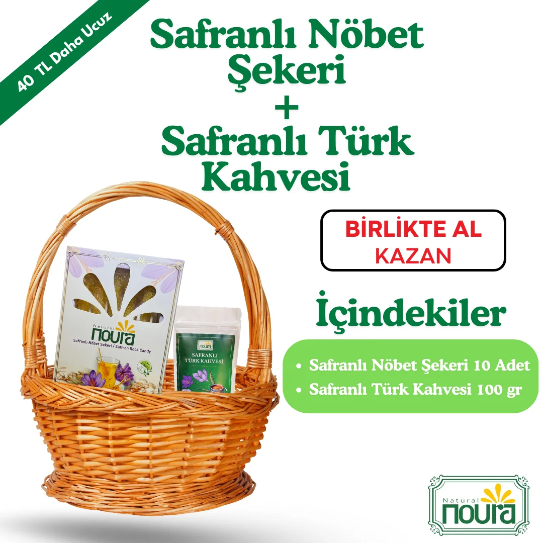 Safranlı Nöbet Şekeri 10 Adet + Safranlı Türk Kahvesi 100 gr