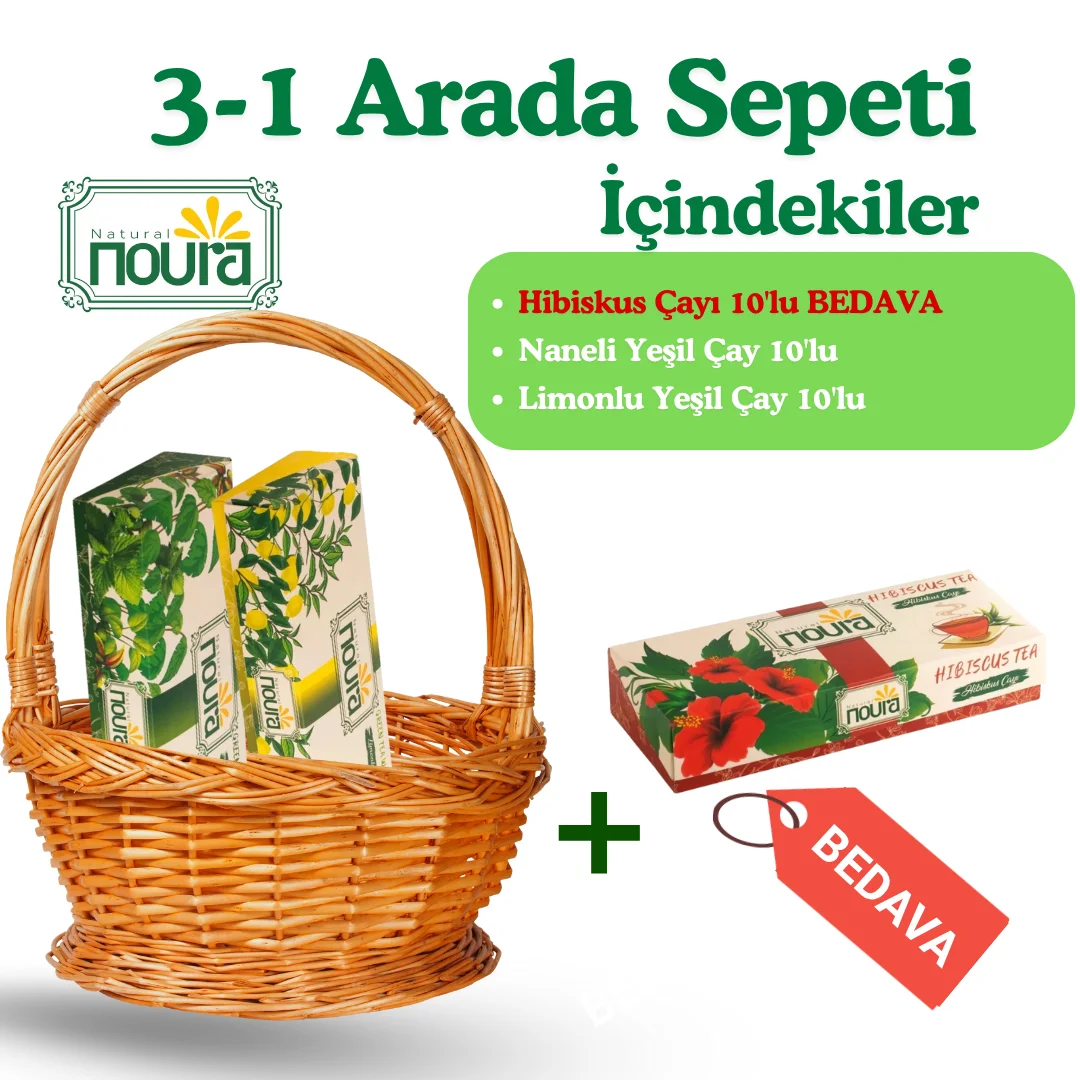 3-1 Arada Sepeti ( Hibiskus Çayı 10'lu + Naneli Yeşil Çay 10'lu +Limonlu Yeşil Çay 10'lu)