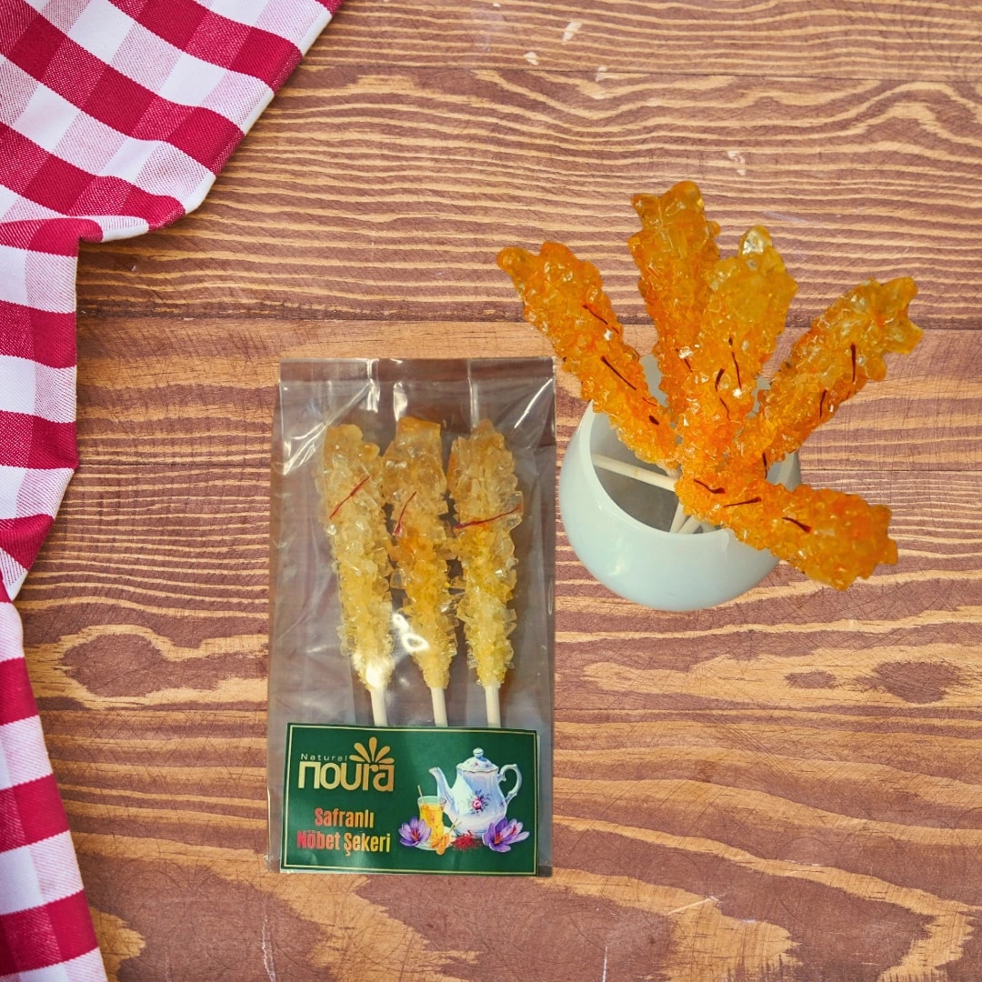 Safranlı Nöbet Şekeri | نبات زعفرانی | Nebat  3 Adet