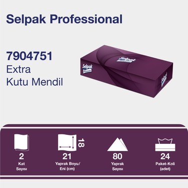 Selpak Professional Extra Kutu Mendil 21 x 18 cm 80 Yaprak