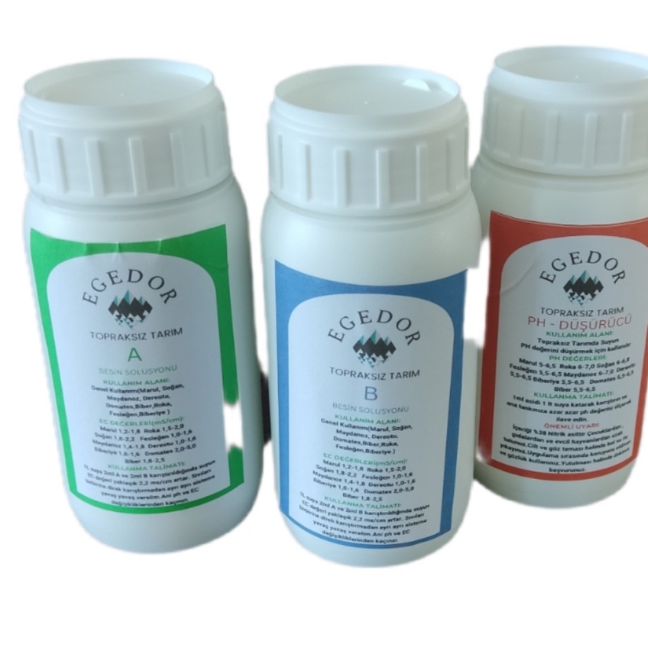 Topraksız Tarım Seti A ve B besinleri ve Ph düşürücü (250ml)