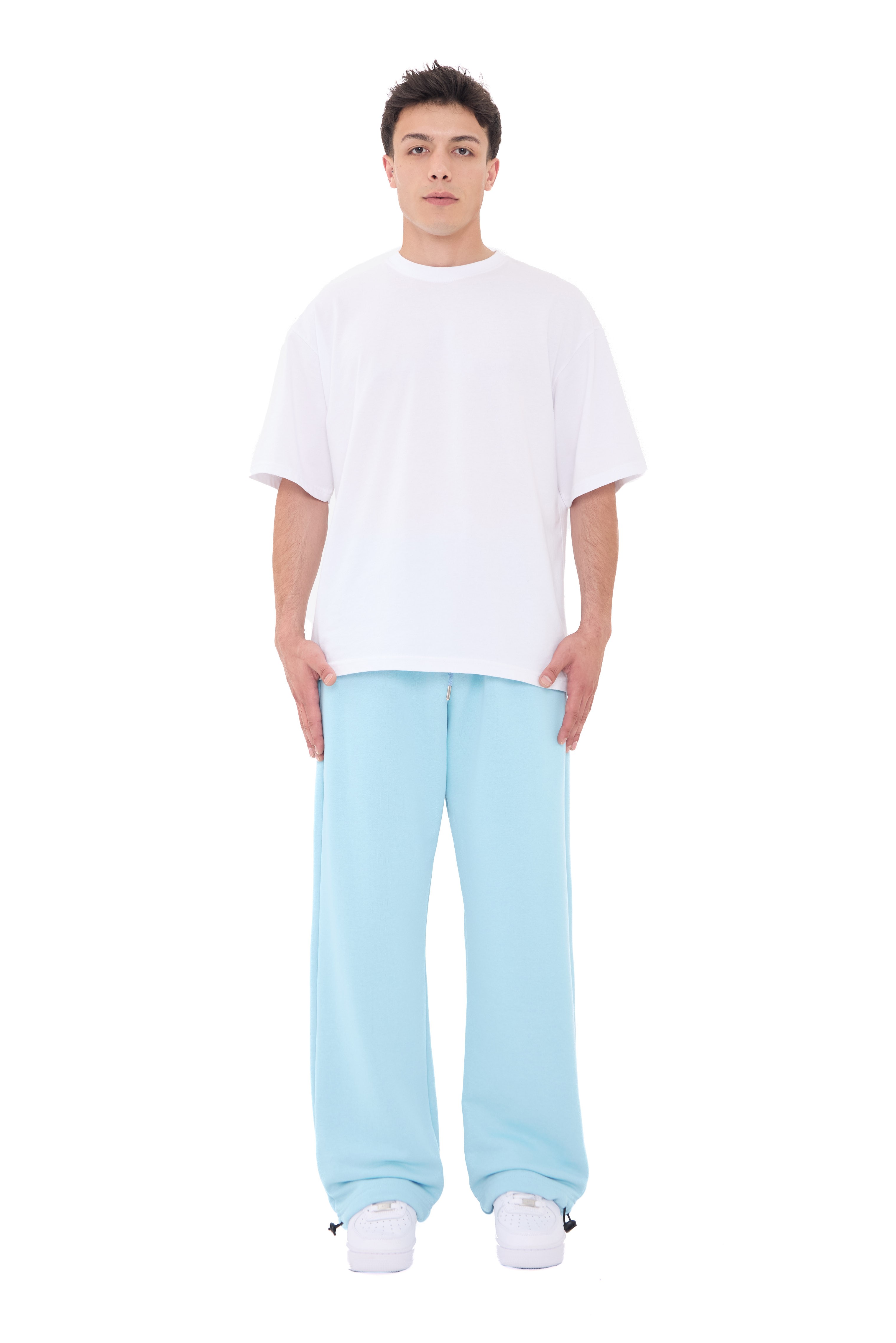  Hitup Premium Basic Ayarlanabilir Paça Oversize Eşofman Altı  - BABYBLUE