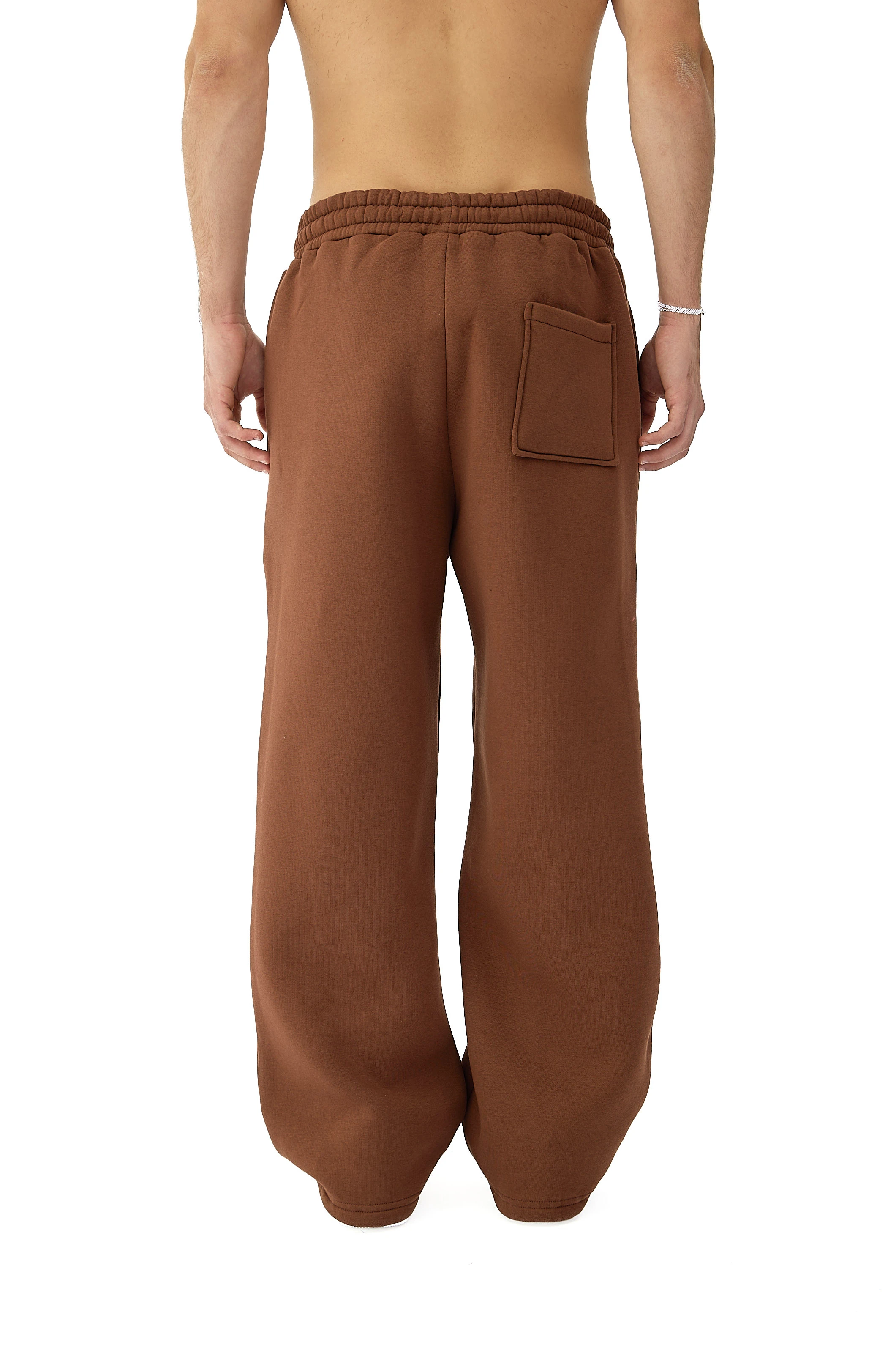 Kışlık Hitup Nakışlı Premium Ayarlanabilir Paça Oversize Eşofman Altı - KAHVERENGİ